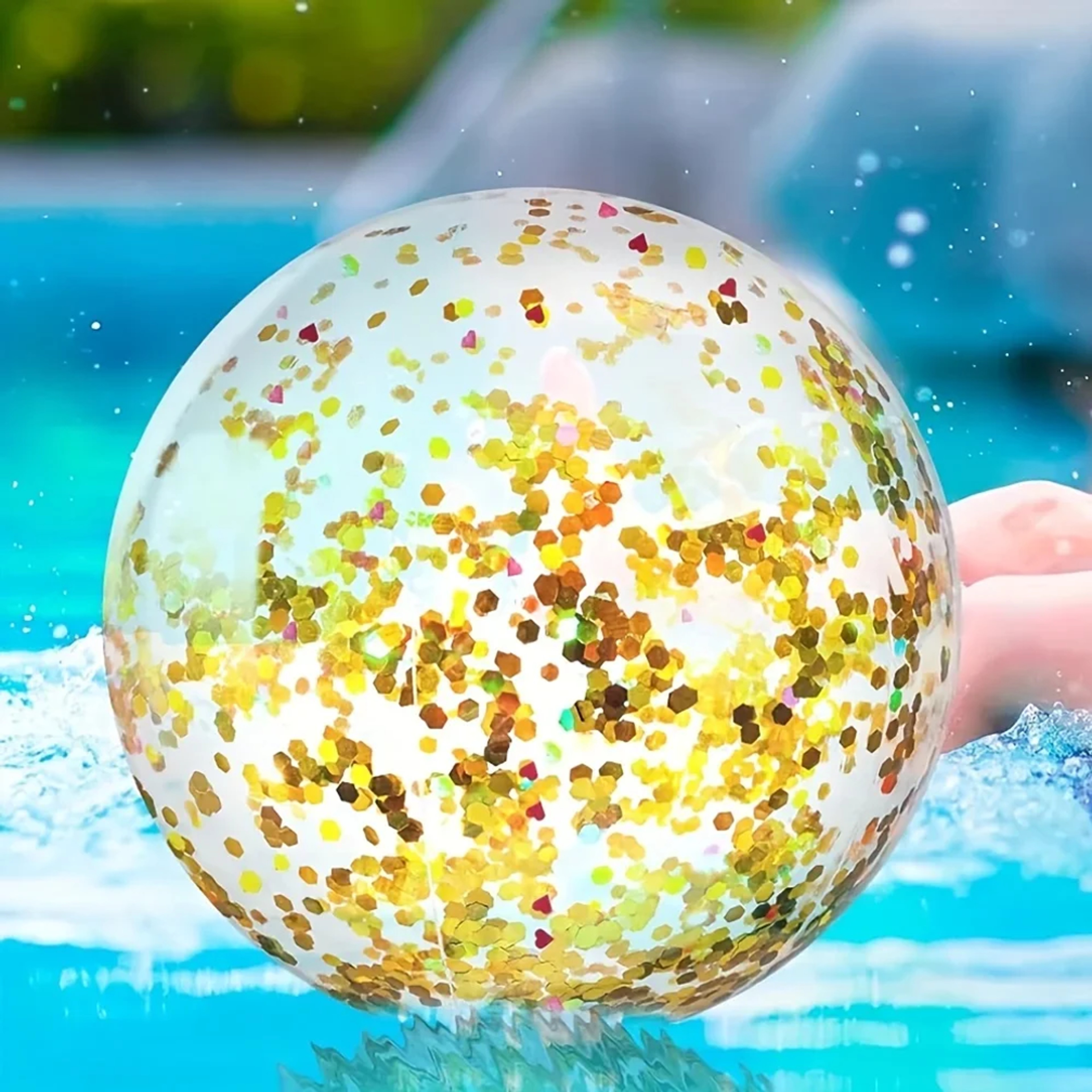 Sparkle Inflatable Beach Ball For Pool Parties Clear Glitter Beach Ball PVC Summer Water Toy 2