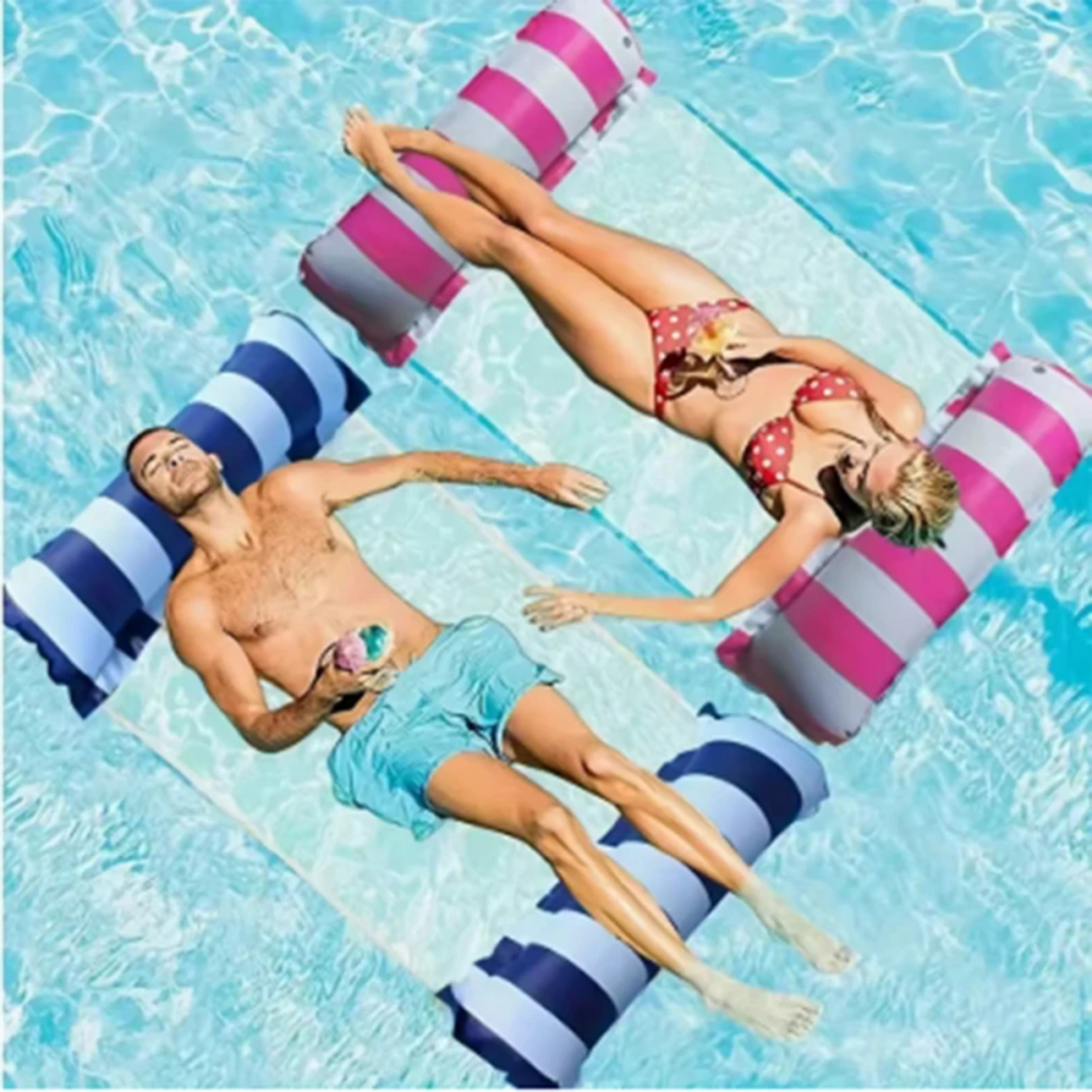 Foldable Inflatable Pool Lounge Chair with Mesh Backrest for Beach & Pool – view 1