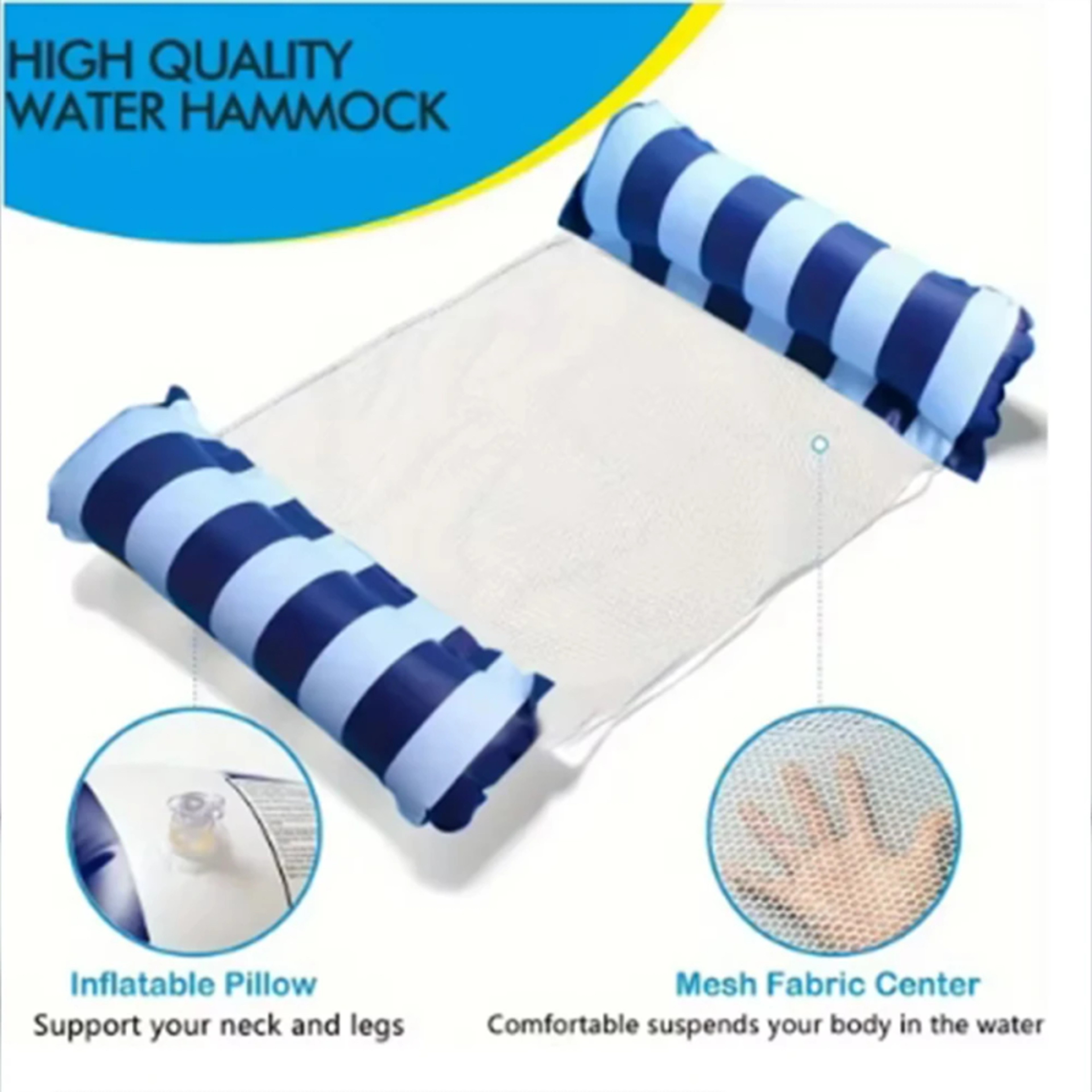 Foldable Inflatable Pool Lounge Chair with Mesh Backrest for Beach & Pool – view 2