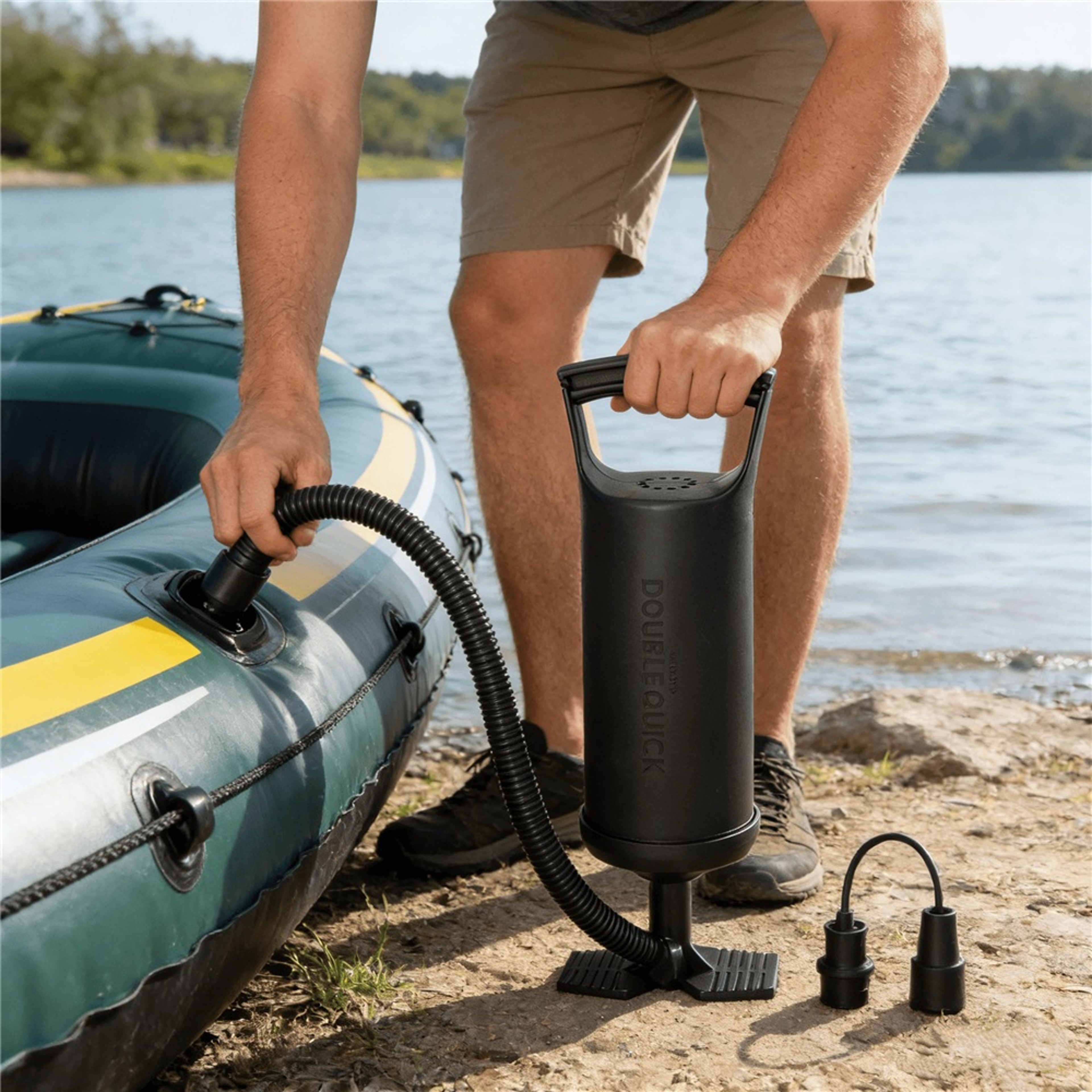 Portable Hand Air Pump for Pool Floats Air Beds Balloons Lightweight Manual Inflator – view 2