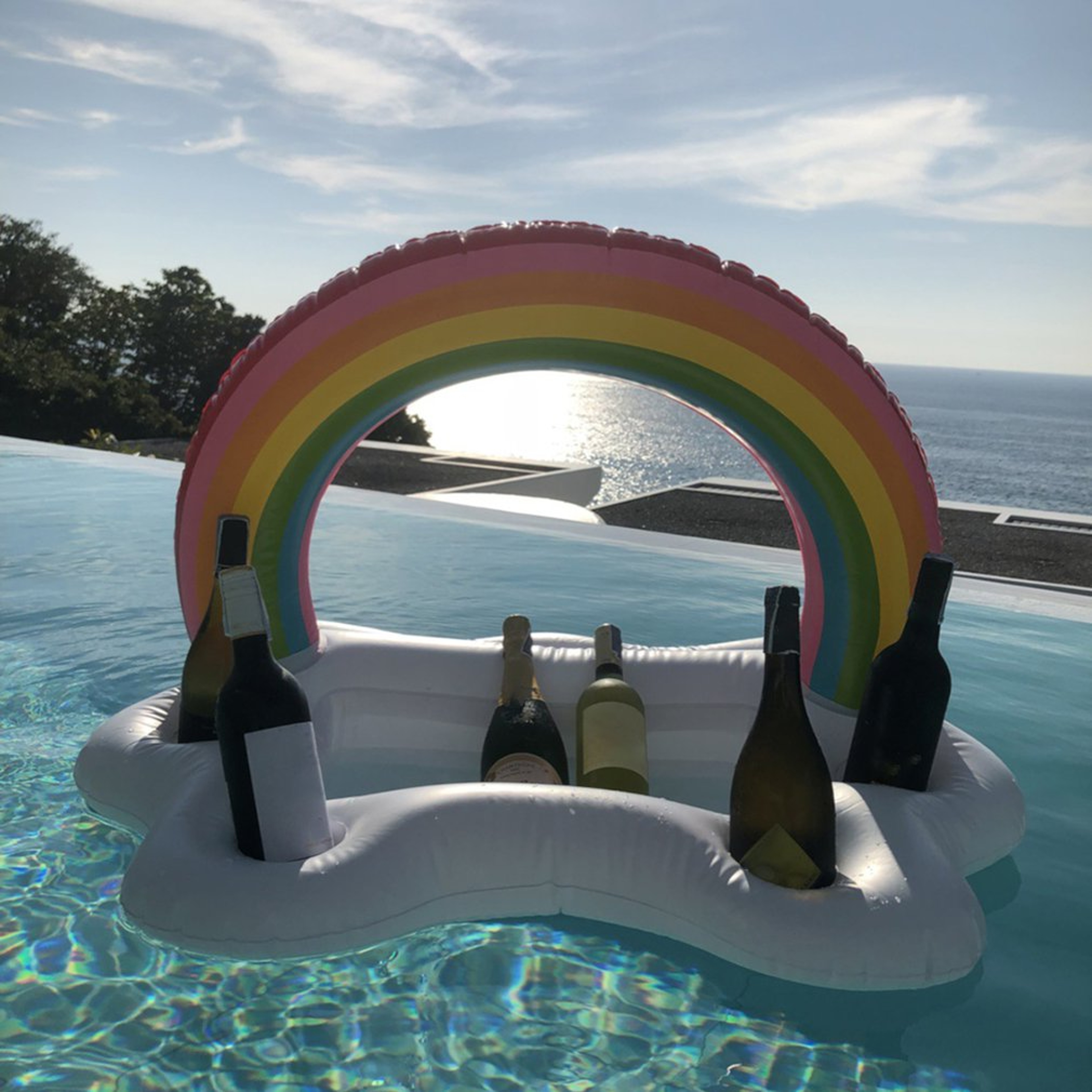 Rainbow Inflatable Swim Ring Pool Float for Kids & Adults Summer Water Fun – view 2