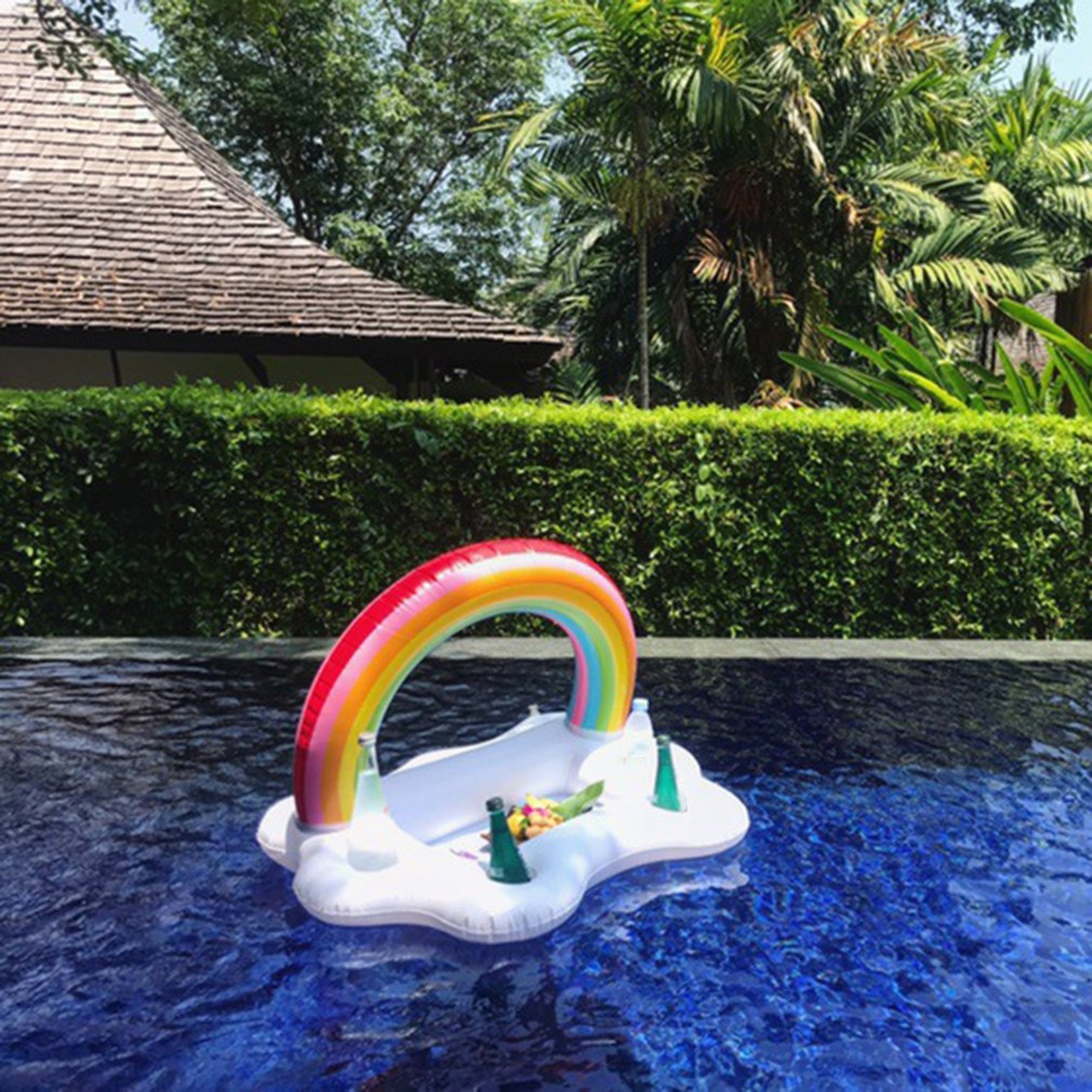 Rainbow Inflatable Swim Ring Pool Float for Kids & Adults Summer Water Fun – view 6