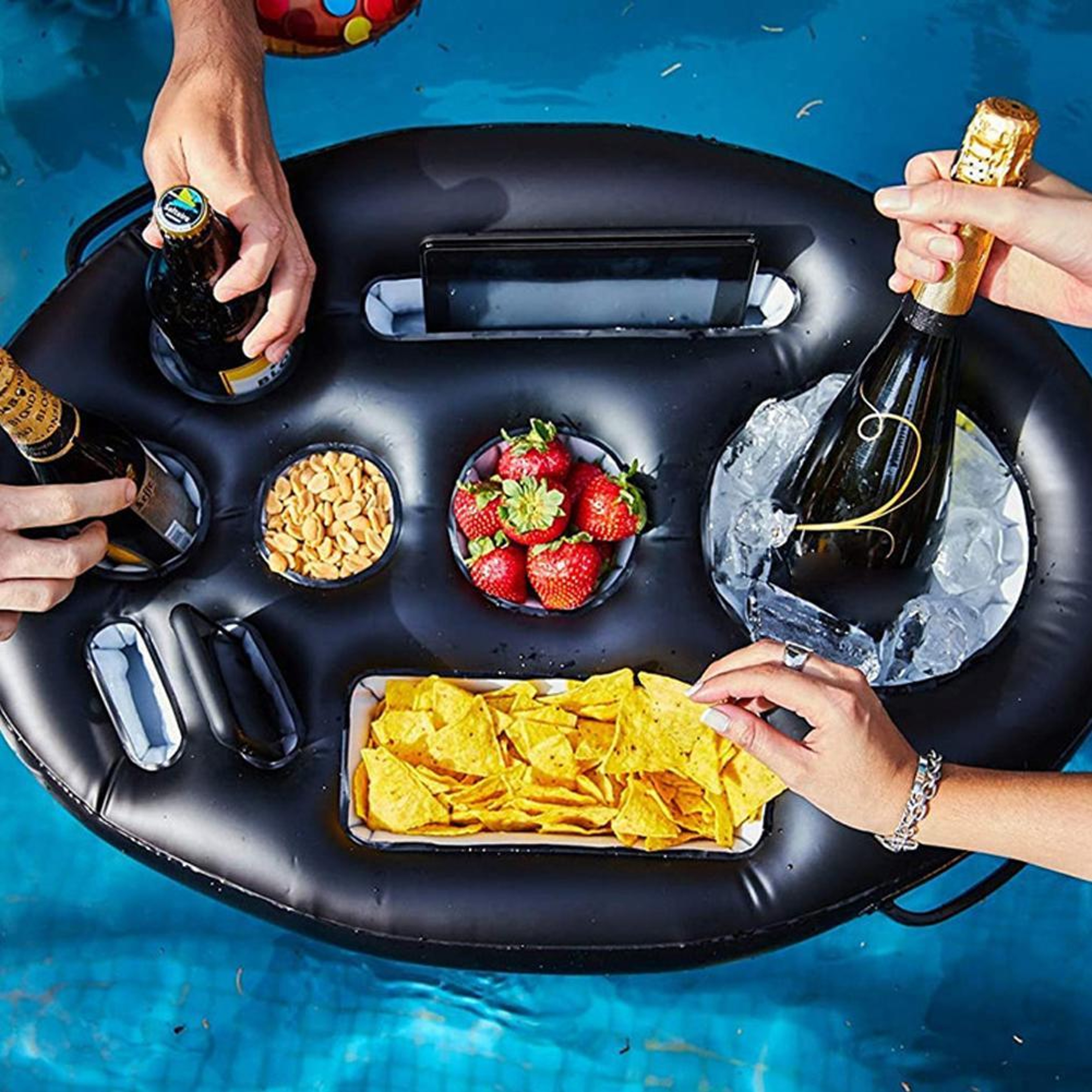 Floating Pool Bar Inflatable Drink Holder & Pool Cooler Float for Snacks and Beverages – view 3