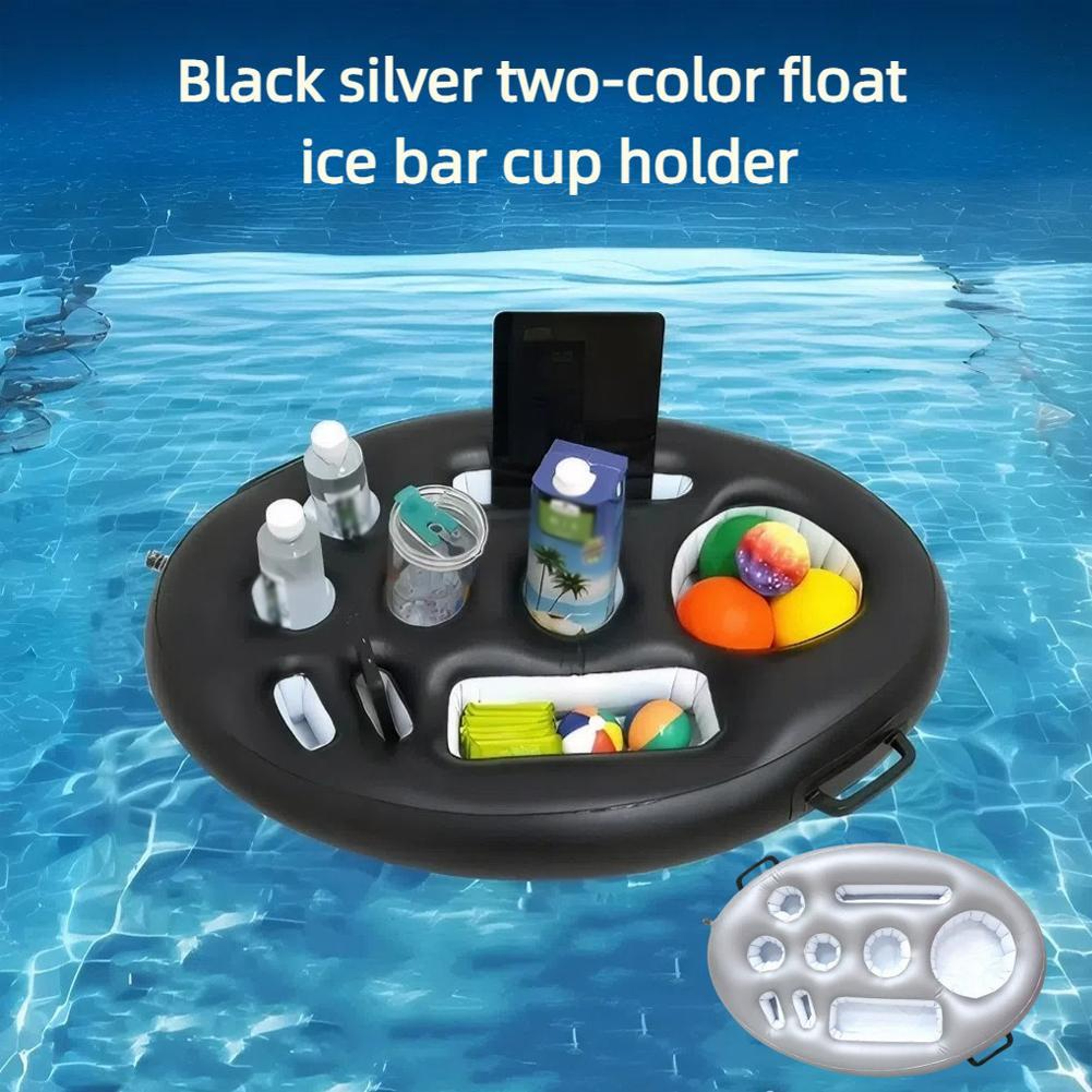 Floating Pool Bar Inflatable Drink Holder & Pool Cooler Float for Snacks and Beverages – view 4