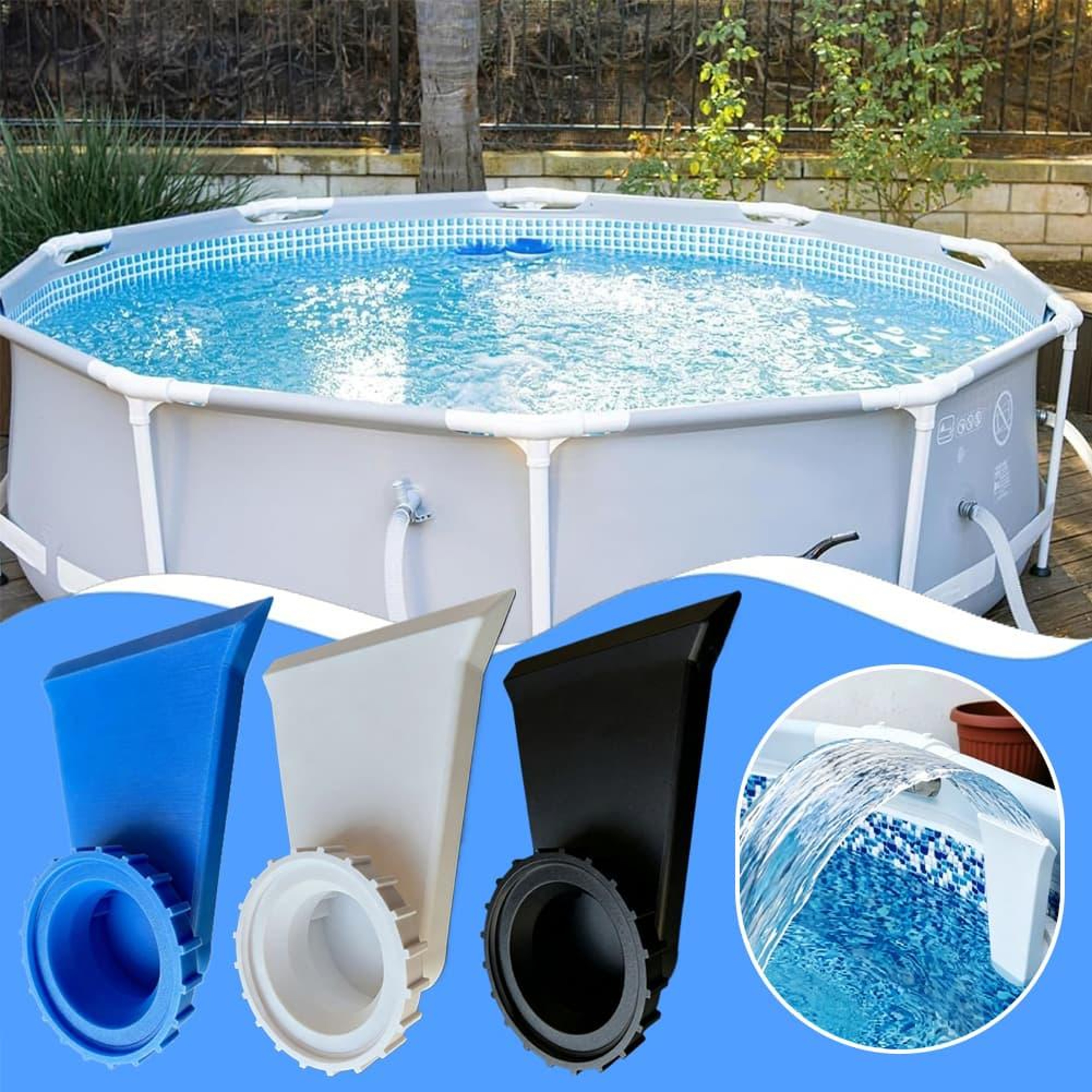 Adjustable Pool Waterfall Fountain Bracket For Above Ground Pool Fountain Easy No Tool Installation 0
