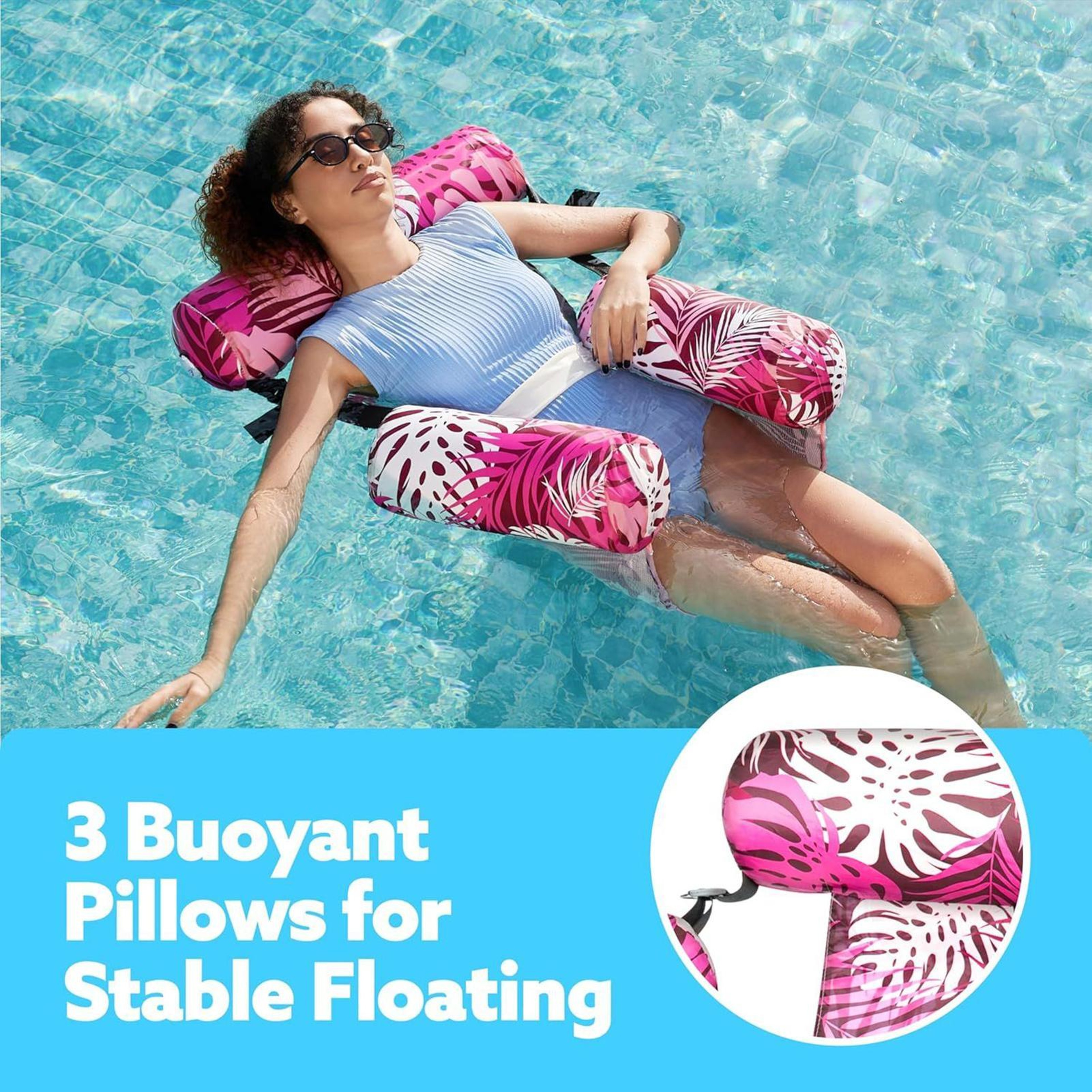 Inflatable Pool Hammock Chair Foldable Pool Float For Adults With Floating Water Lounge Recliner 2