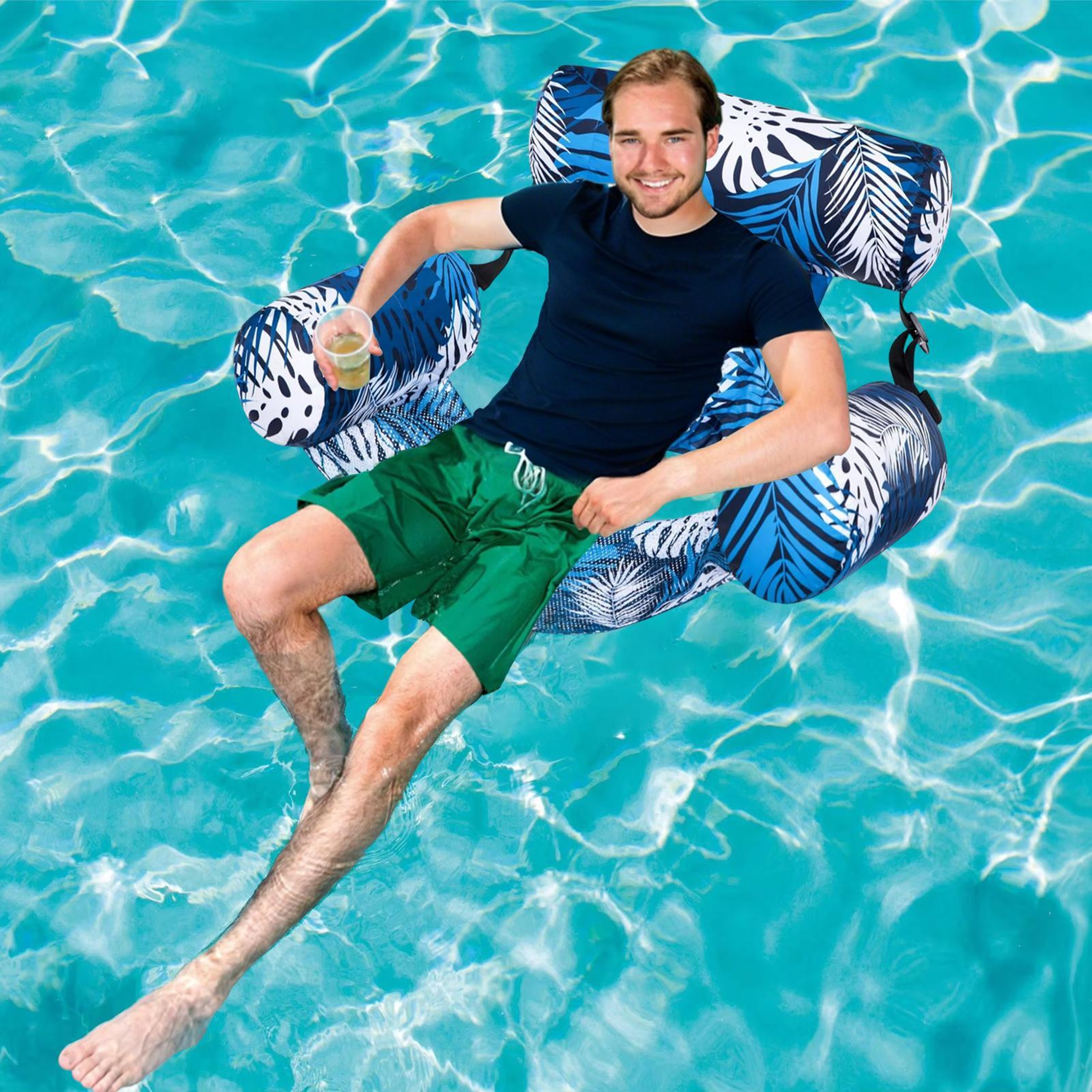 Inflatable Pool Hammock Chair Heavy Duty Pool Float For Adults With Foldable Floating Water Lounge 2