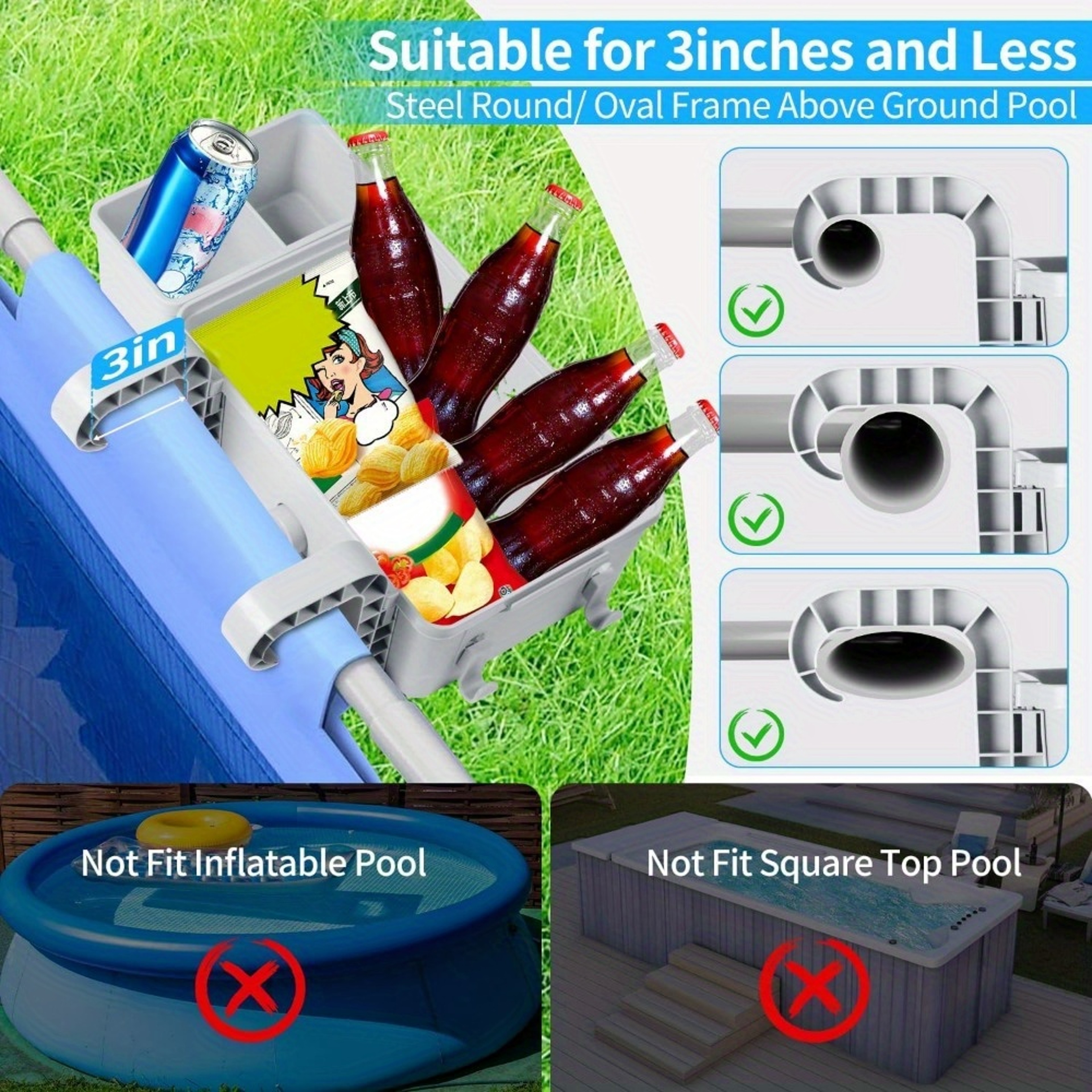 Deluxe Poolside Storage Basket With Pool Cup Holder For Above Ground Pool Accessories 2