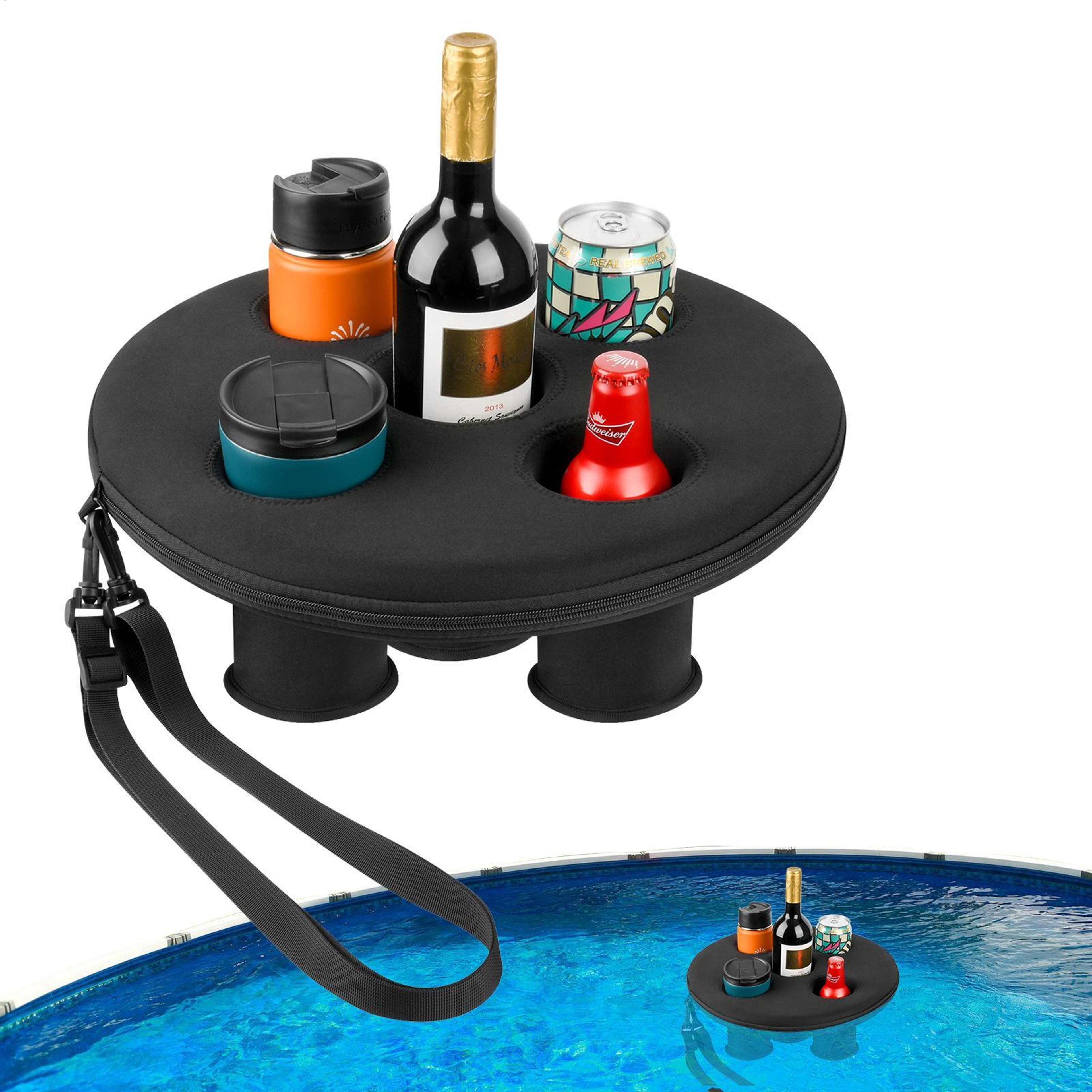 Floating Pool Cup Holder with Drink Slots Floating Pool Cup Holder for Pool, Beach & Hot Tub Fun – view 1