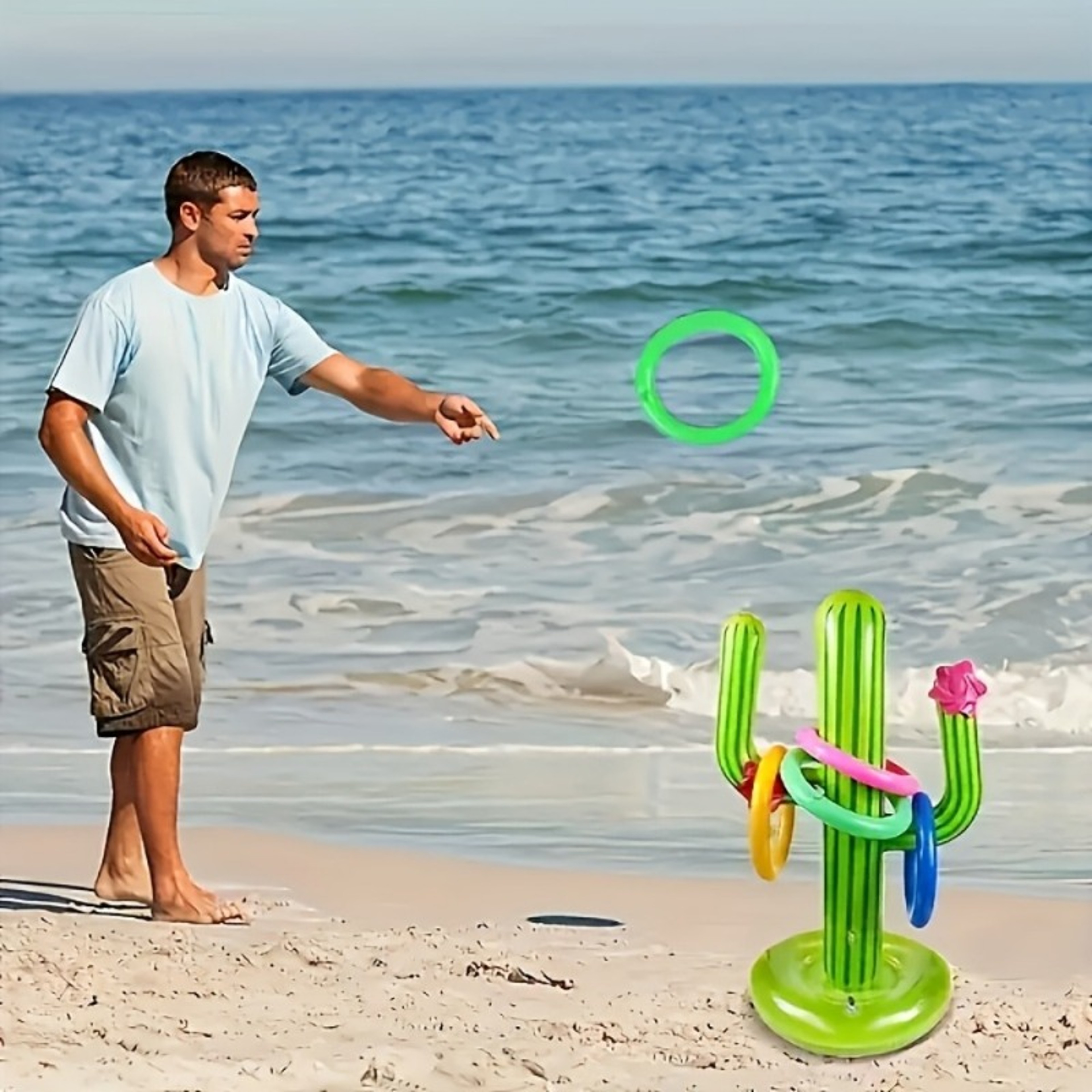 Inflatable Ring Toss Game Cactus Set Floating Pool Party Games For Summer Beach  Family Fun 1
