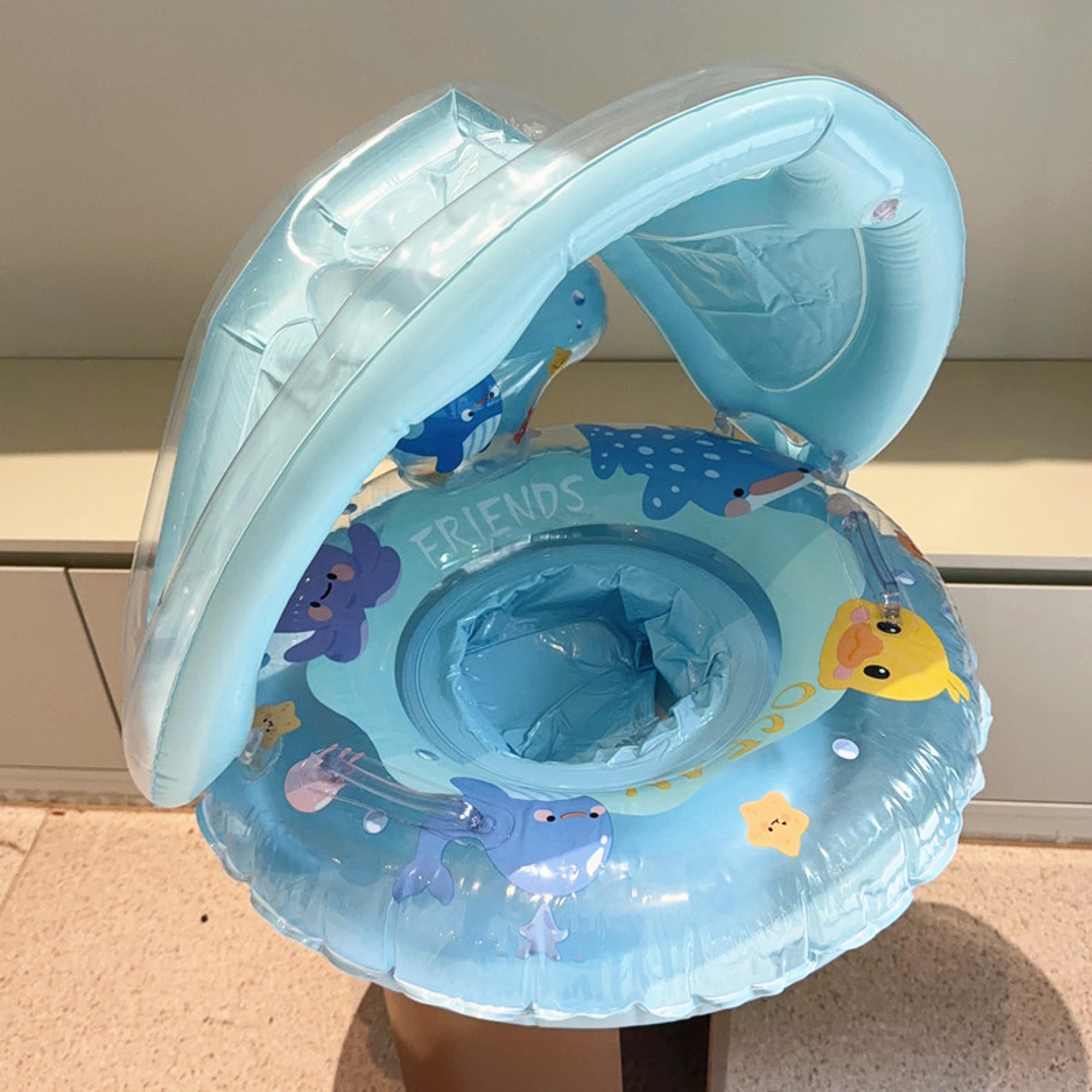 Baby Inflatable Pool Float with Sunshade Canopy & Safety Seat for Toddlers – view 3