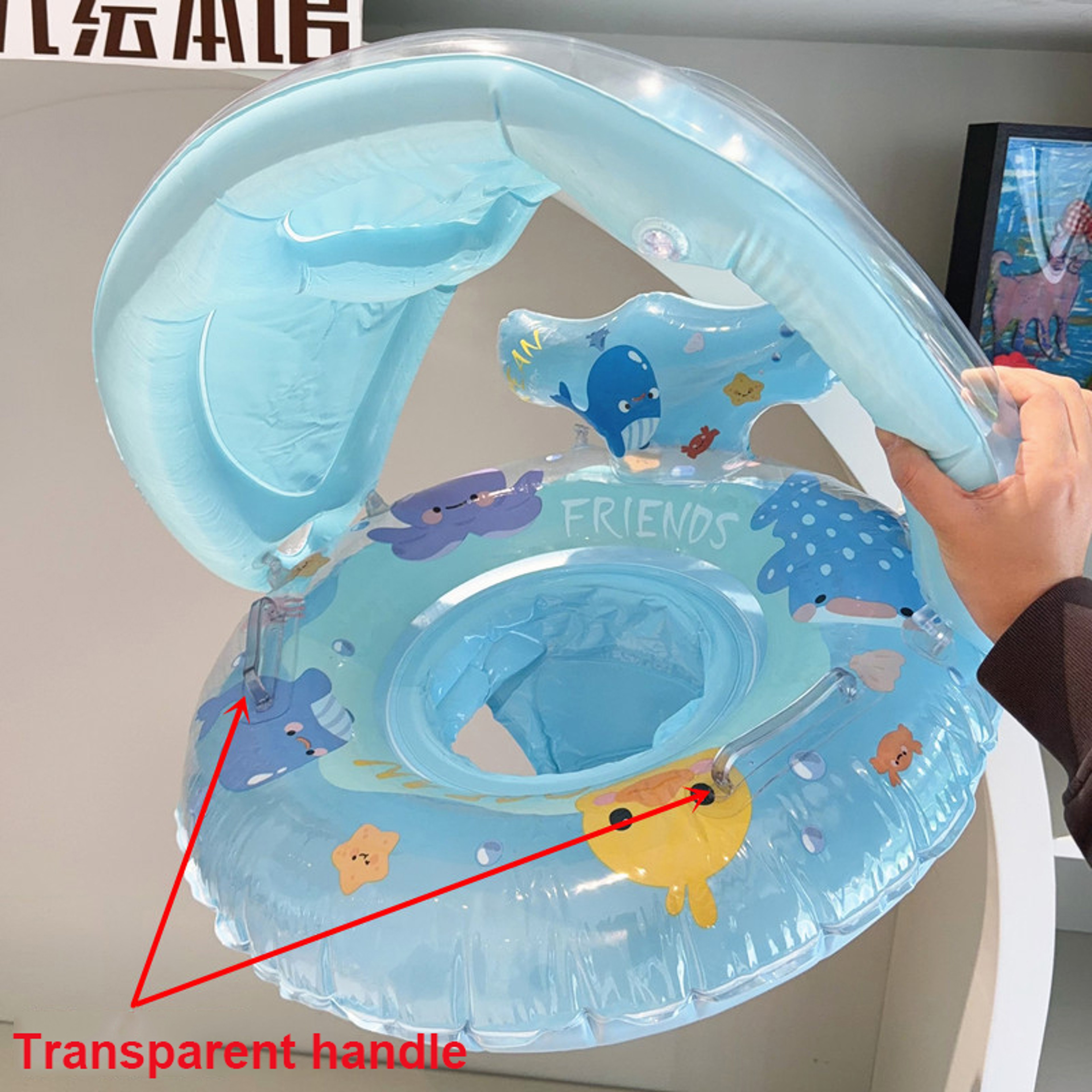Baby Inflatable Pool Float with Sunshade Canopy & Safety Seat for Toddlers – view 5