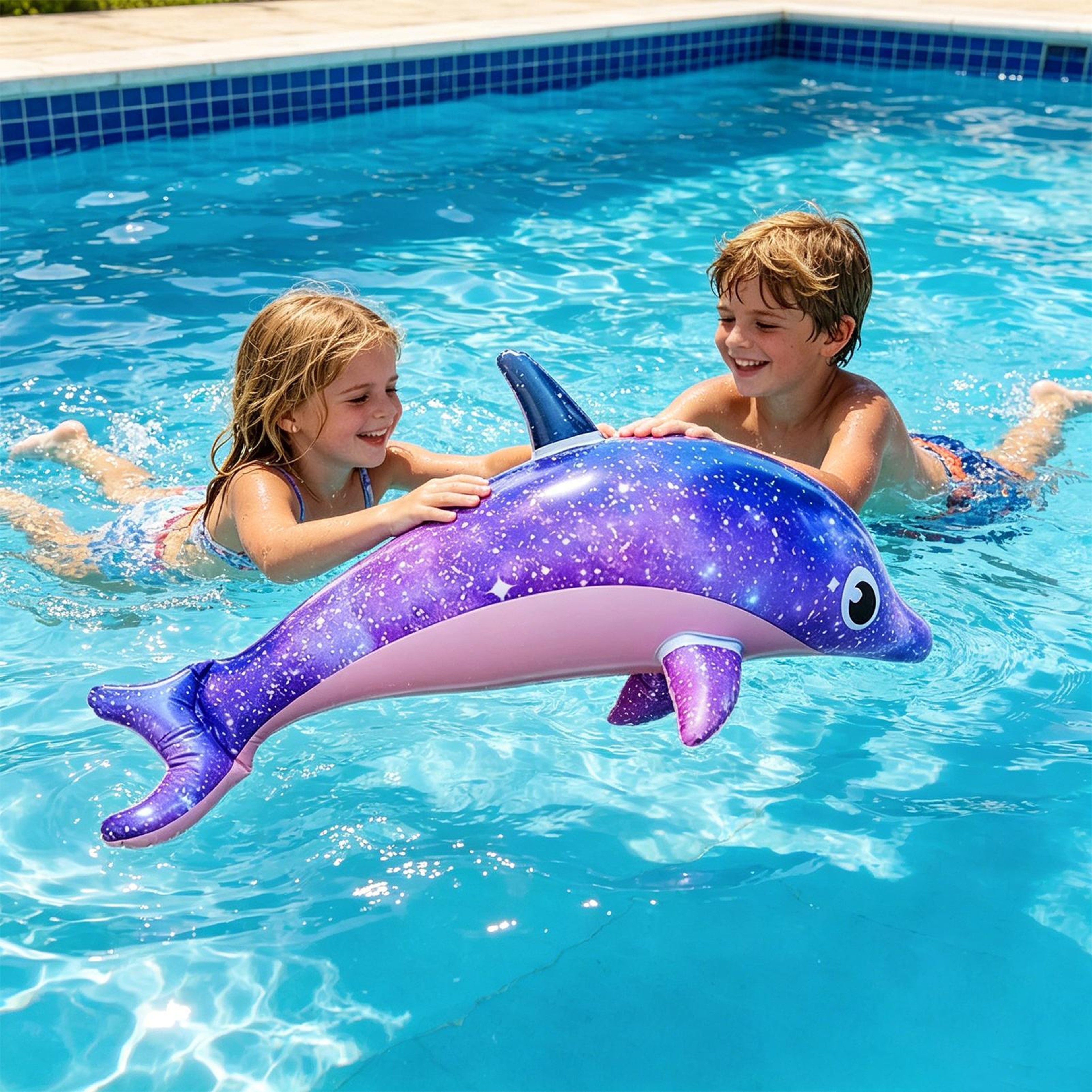 Inflatable Dolphin Pool Float Toy Realistic PVC Ocean Animal for Summer Pool Parties – view 1