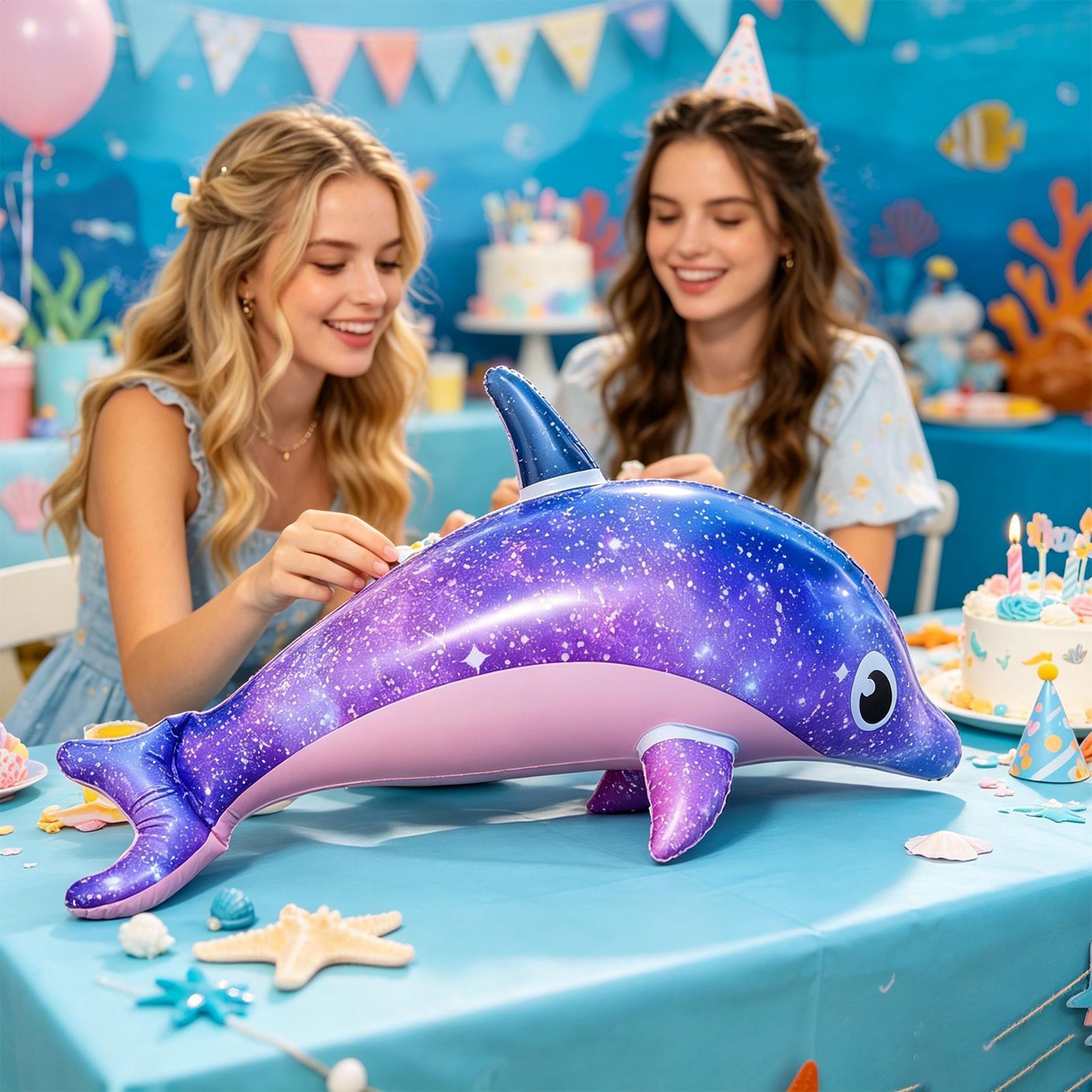 Inflatable Dolphin Pool Float Toy Realistic PVC Ocean Animal for Summer Pool Parties – view 2