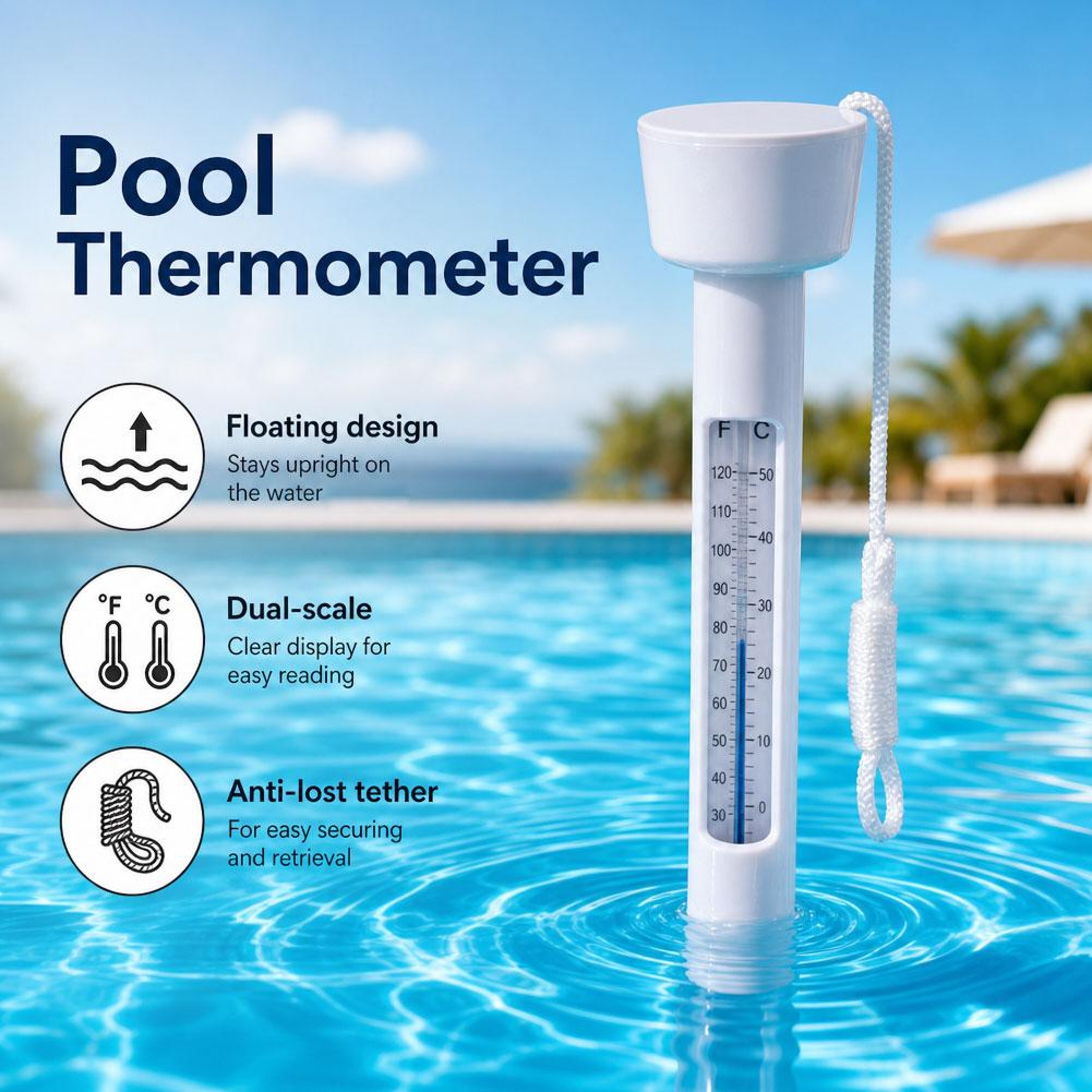 Floating Pool Water Thermometer For Pools Spas  Aquariums With EasyRead Temperature Scale 3