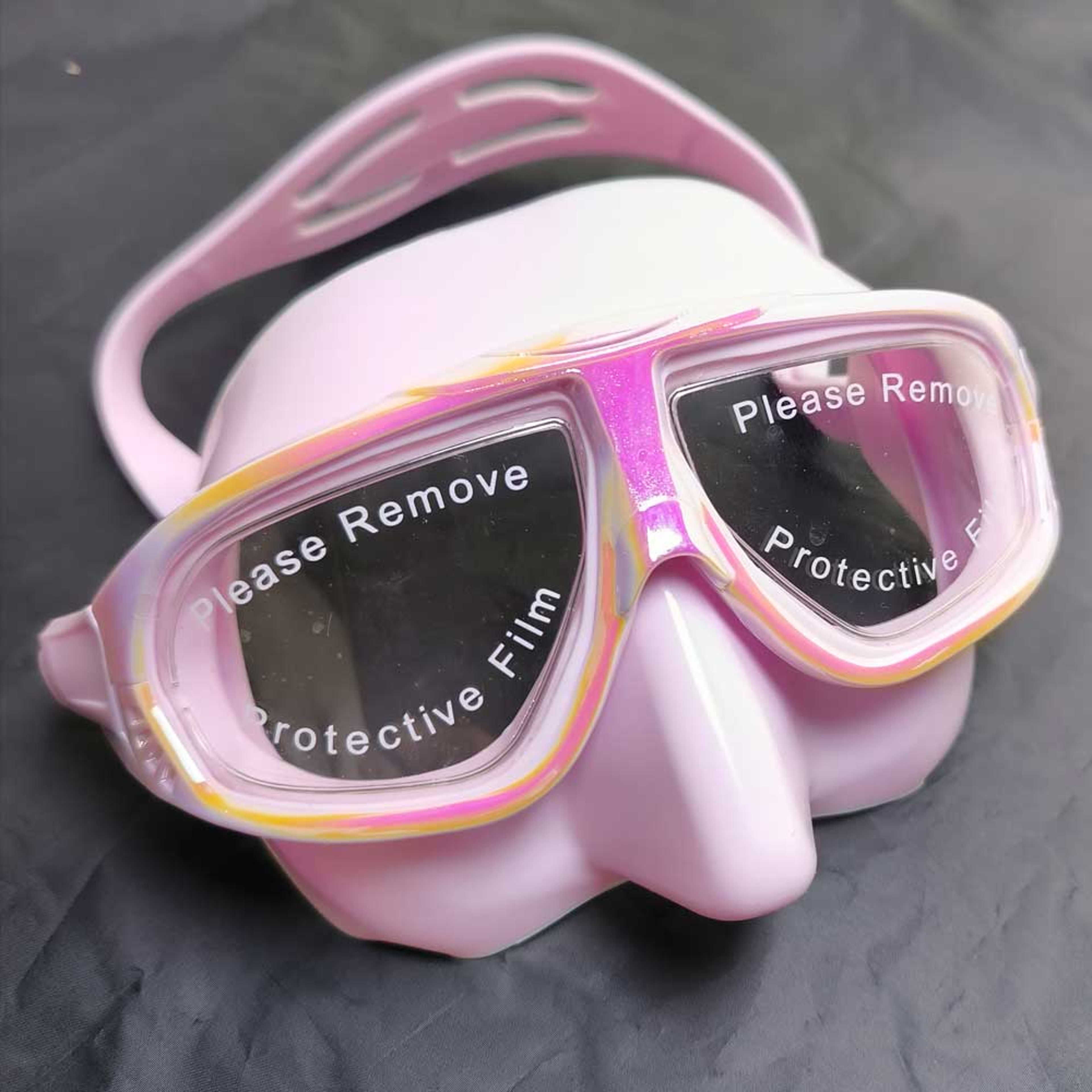 Iridescent Freediving Mask With Tempered Glass Lens  Soft Silicone Low Volume Design 0