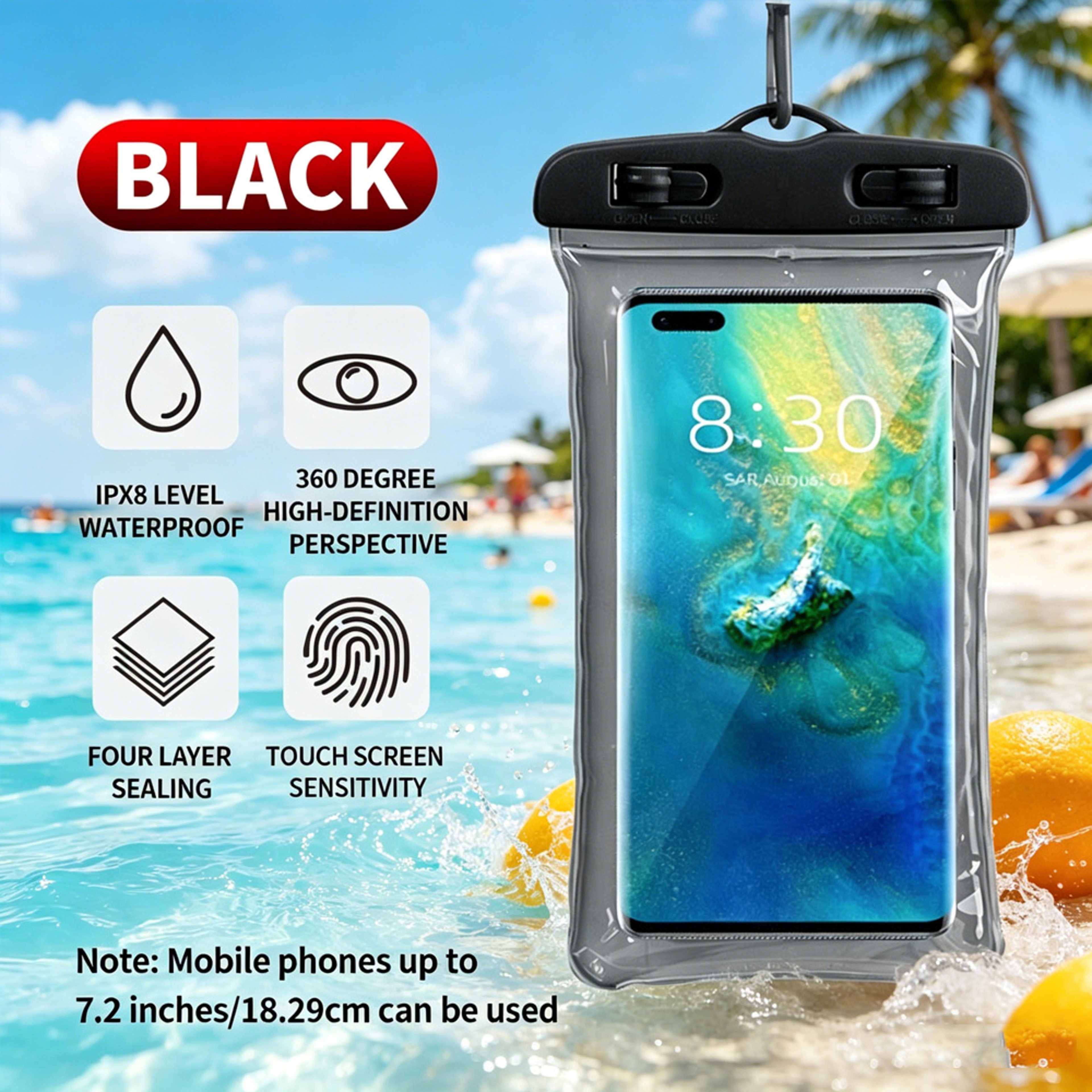 Floating Waterproof Phone Pouch With Touch Screen Airbag Float Design  Secure Lanyard For Beach And 3