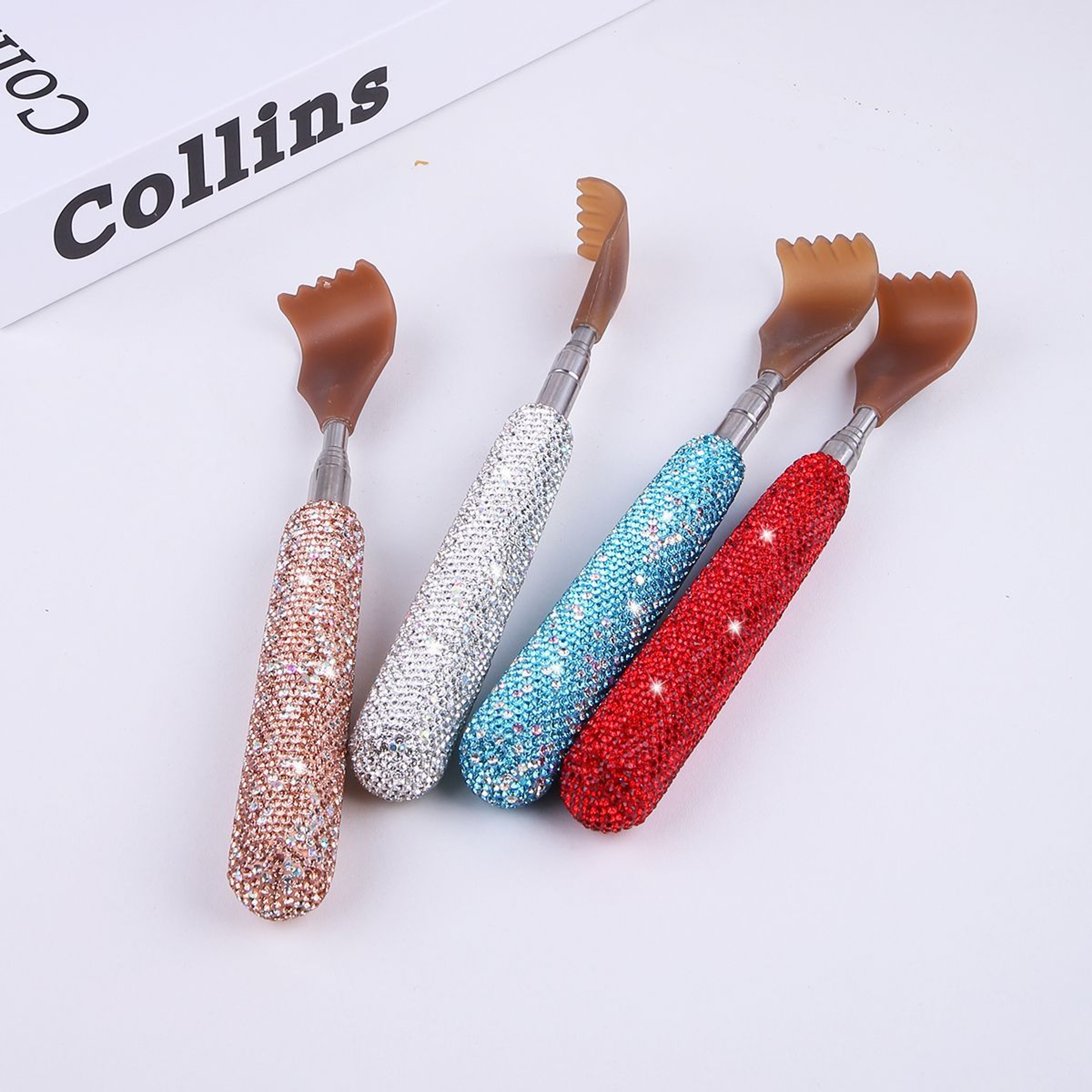 Bling Telescopic Back Scratcher with Rhinestone Handle Extendable Back Massager for Instant Itch Relief – view 3