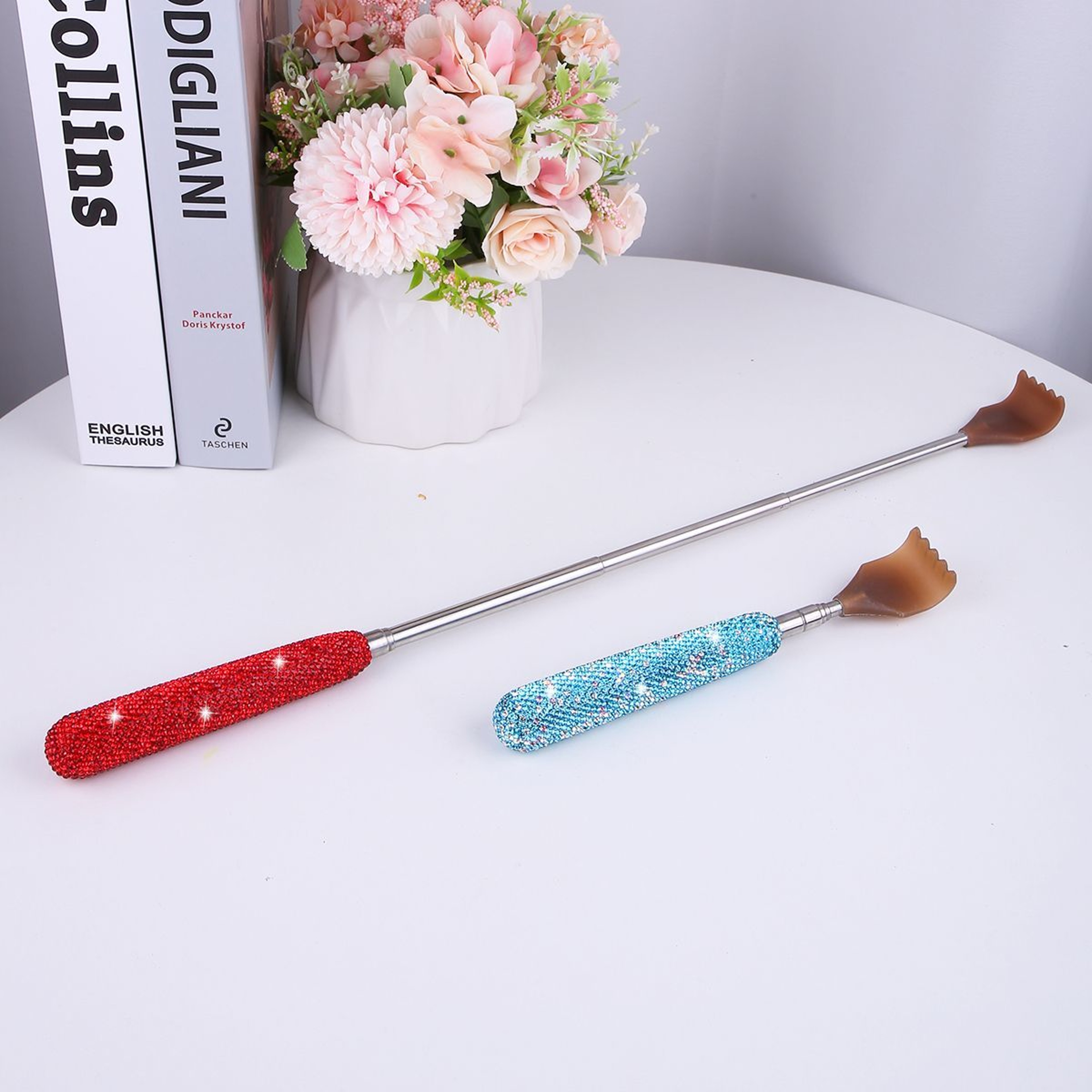 Bling Telescopic Back Scratcher with Rhinestone Handle Extendable Back Massager for Instant Itch Relief – view 4