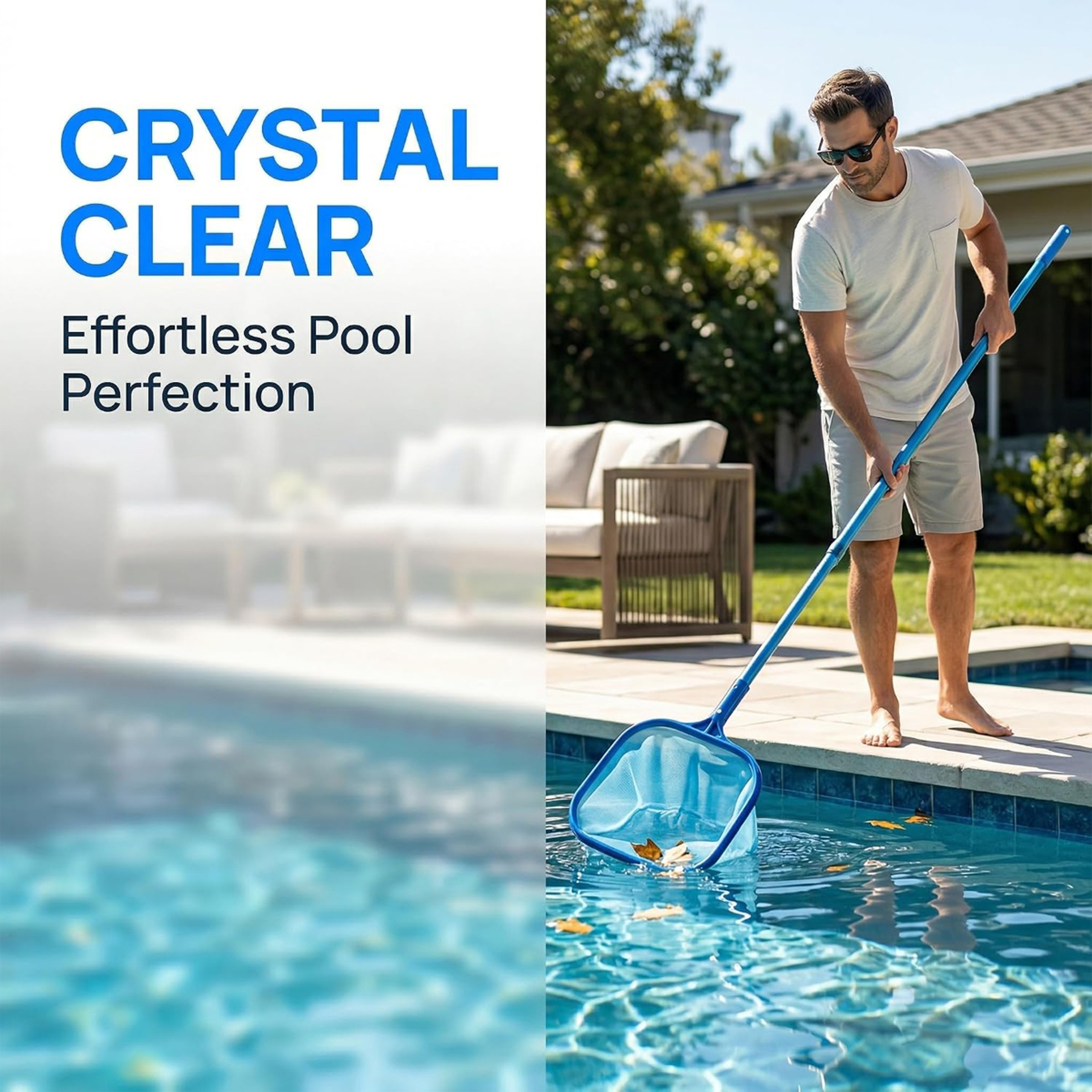 Heavy Duty Pool Leaf Rake & Pool Skimmer Net for Fast Swimming Pool Cleaning – view 2