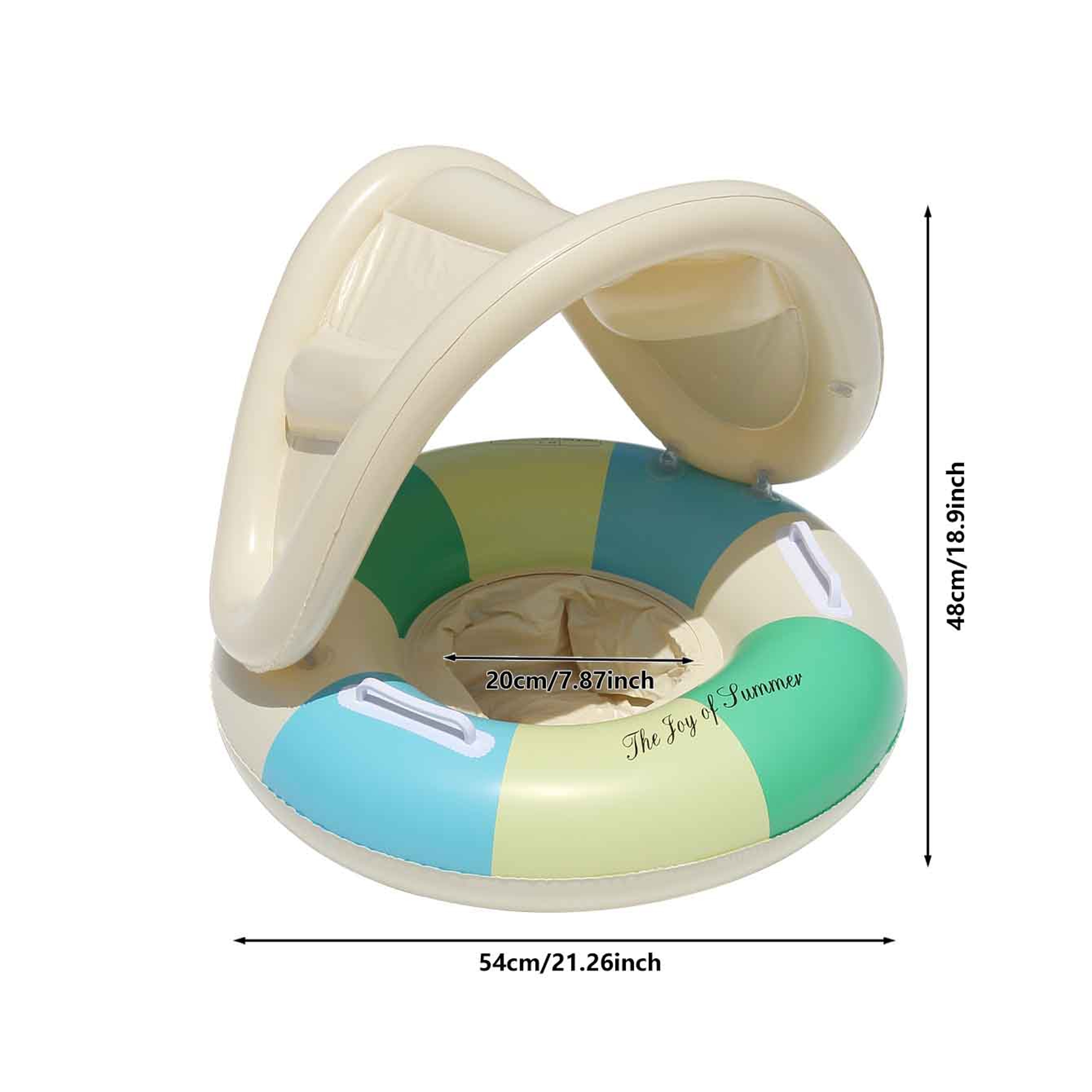 Inflatable Pool Float With Canopy Sunshade Floating Pool Chair Swim Ring Water Lounger With Handles 6