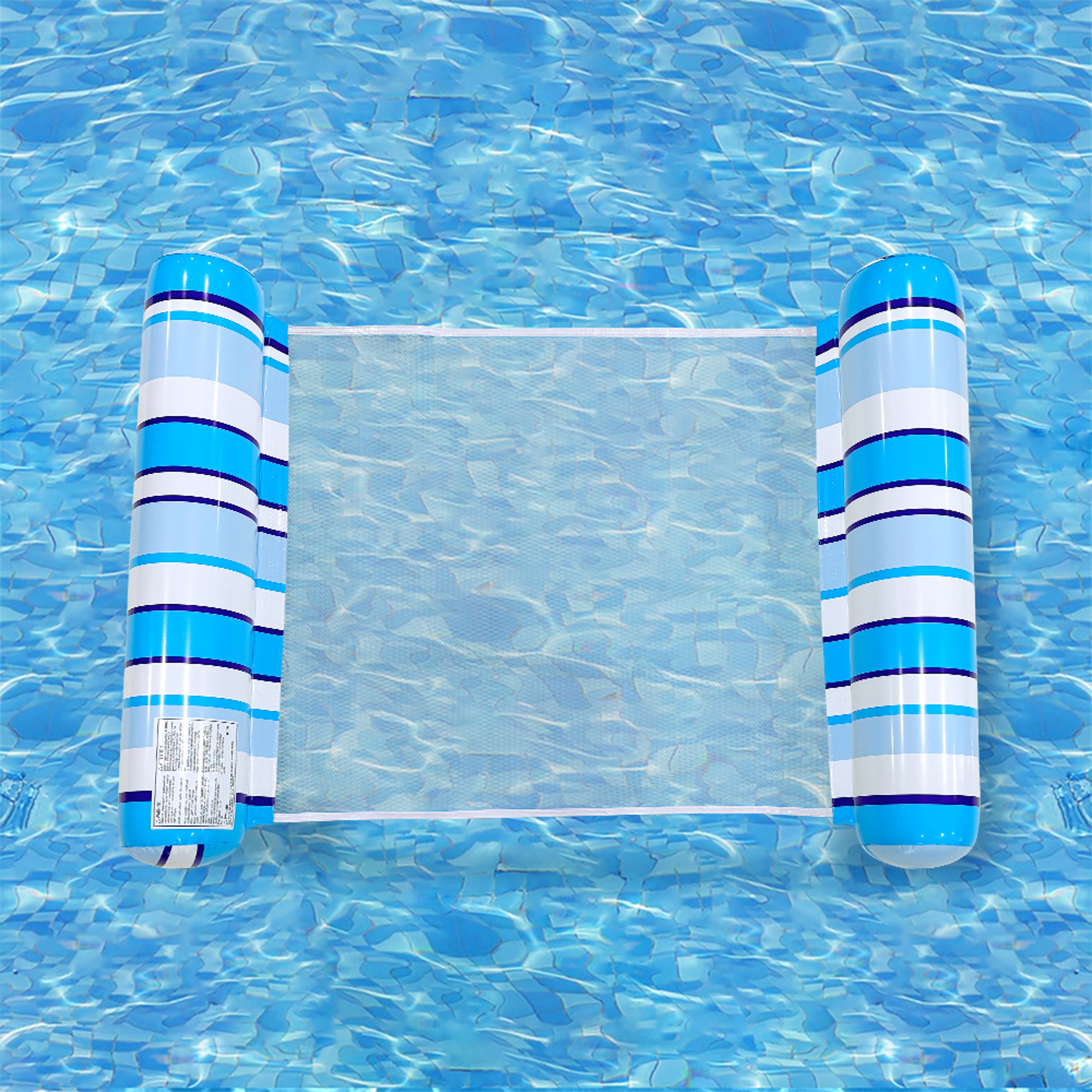 Striped Inflatable Pool Hammock Floating Lounge Chair for Pool, Beach & Lake Relaxation – view 8