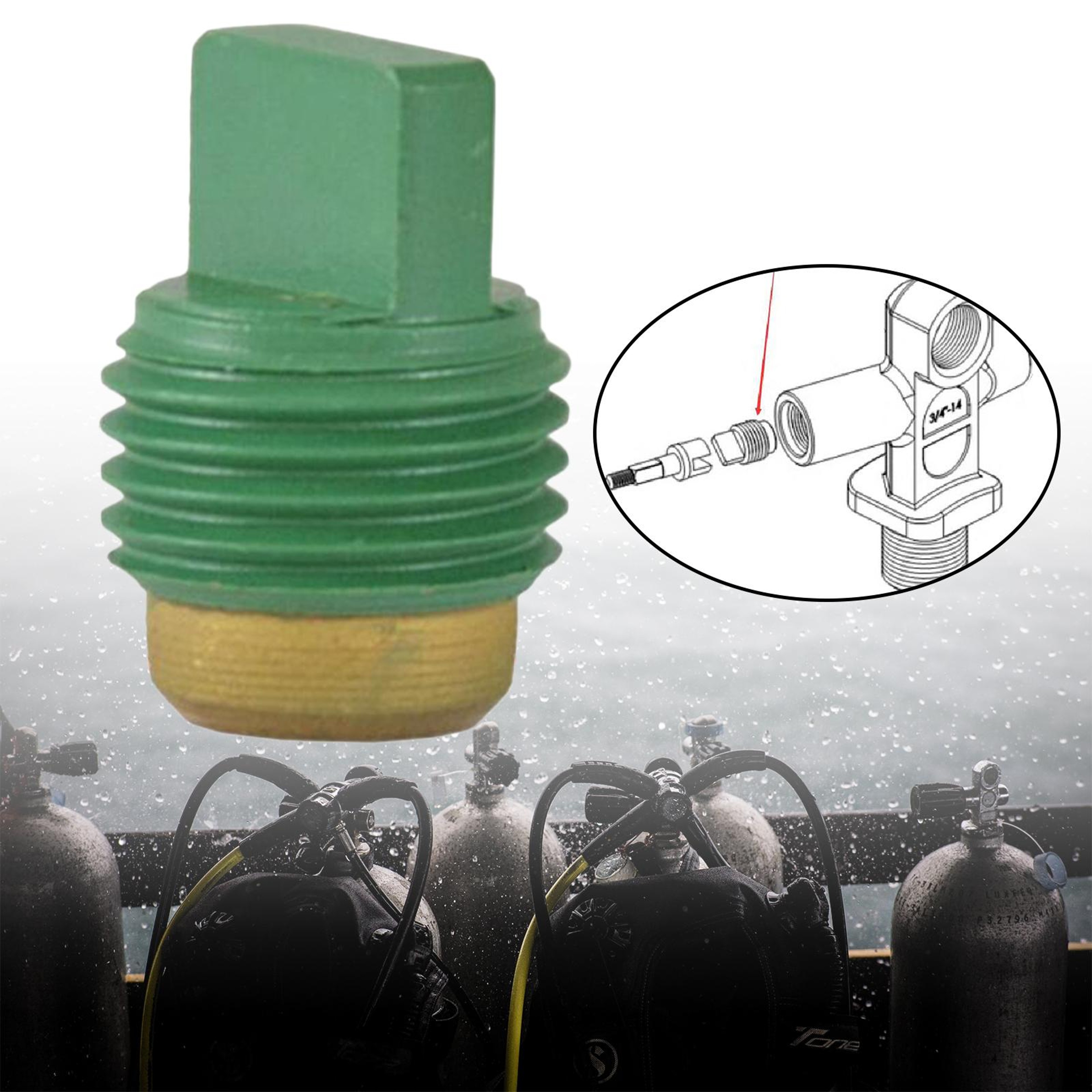 Brass Scuba Tank Valve Seat Replacement for Diving Tank Valve Rebuild & Repair – view 1