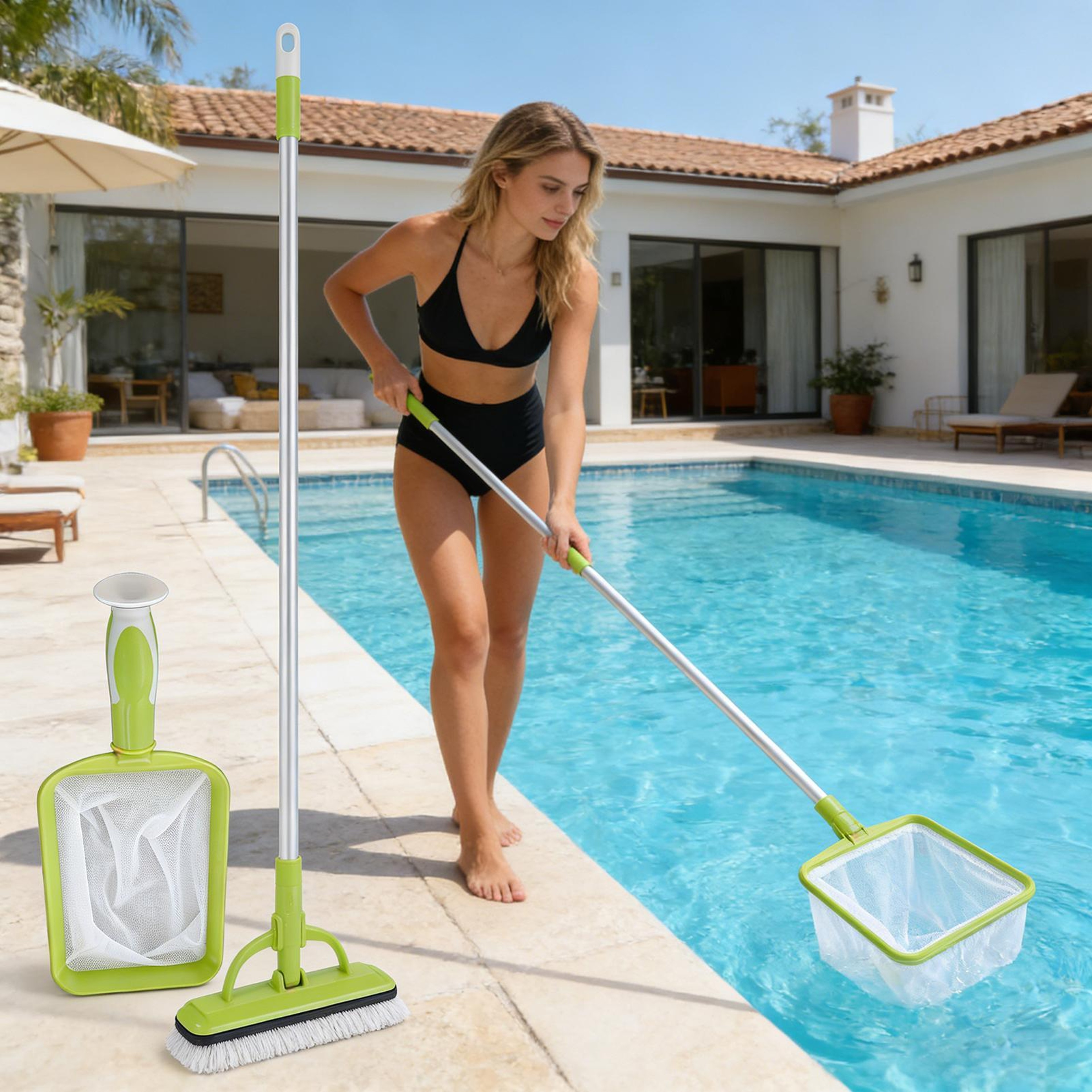 Fine Mesh Pool Skimmer Net With Detachable Handle For Pools Hot Tubs Ponds  Aquariums 0