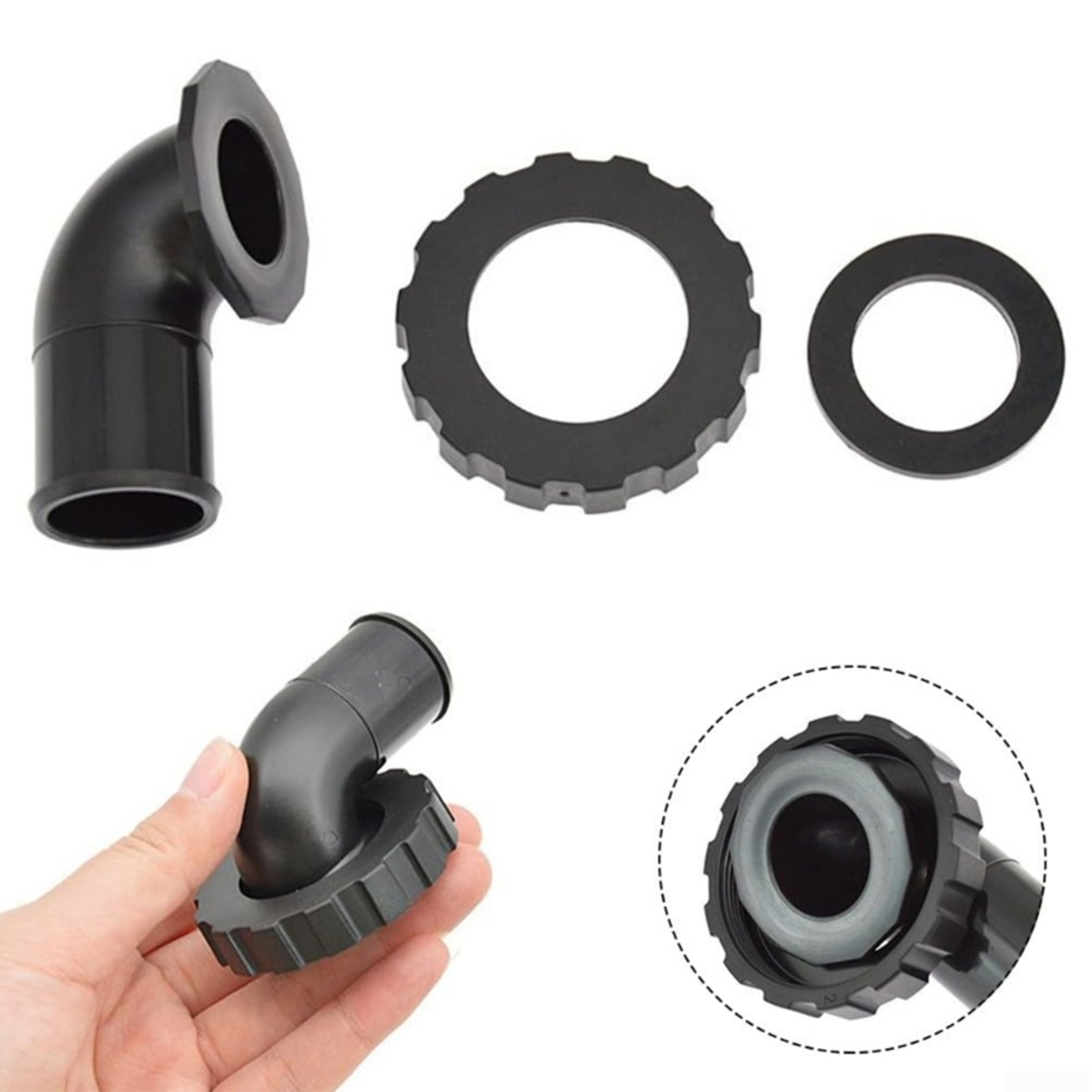 Waterproof Scuba Diving Hose Connector Nylon BCD Hose Connector Elbow Adapter with Seal Ring & Nut – view 1
