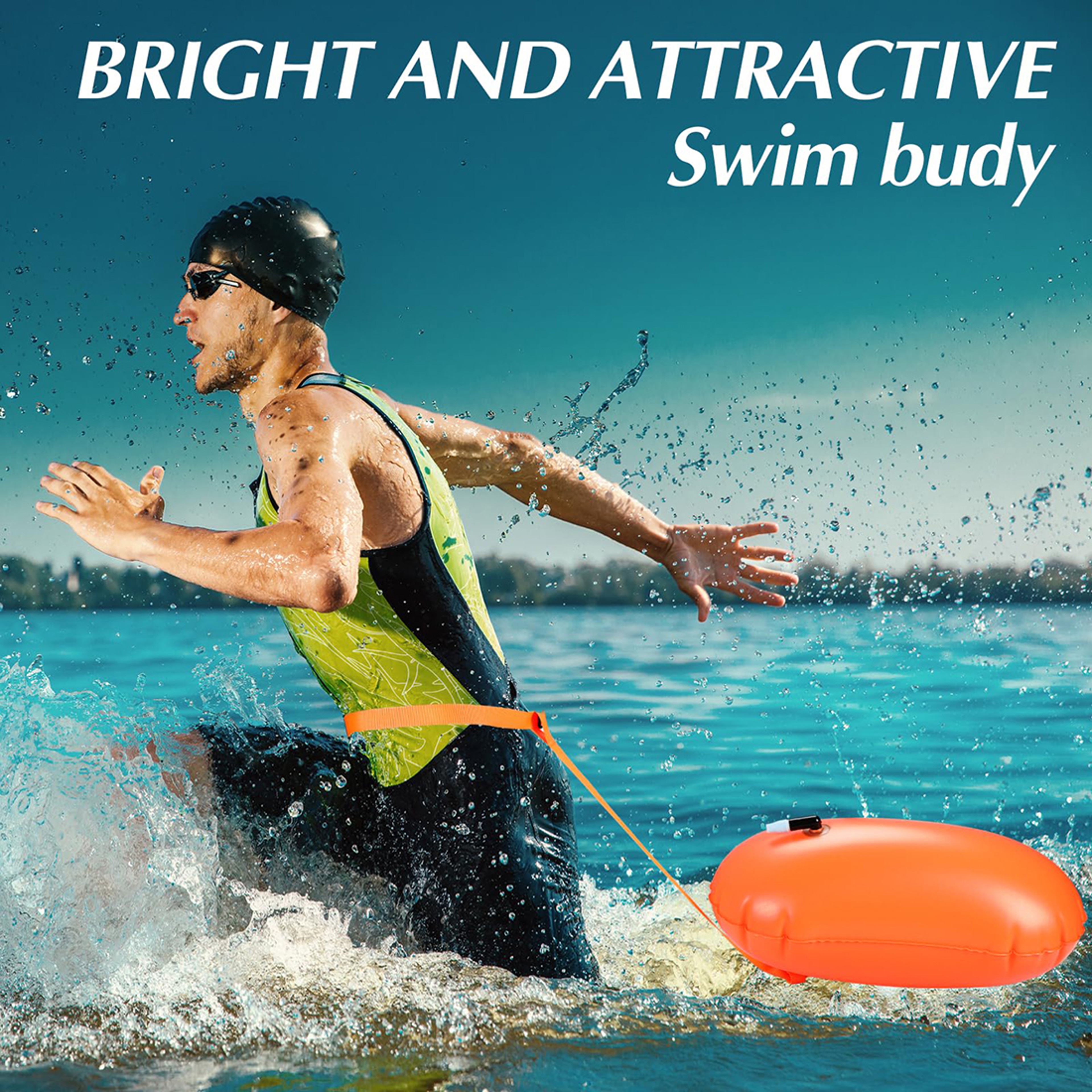 Open Water Swim Safety Float  Waterproof Dry Bag With Adjustable Waist Belt For Swimming  Kayaking 3