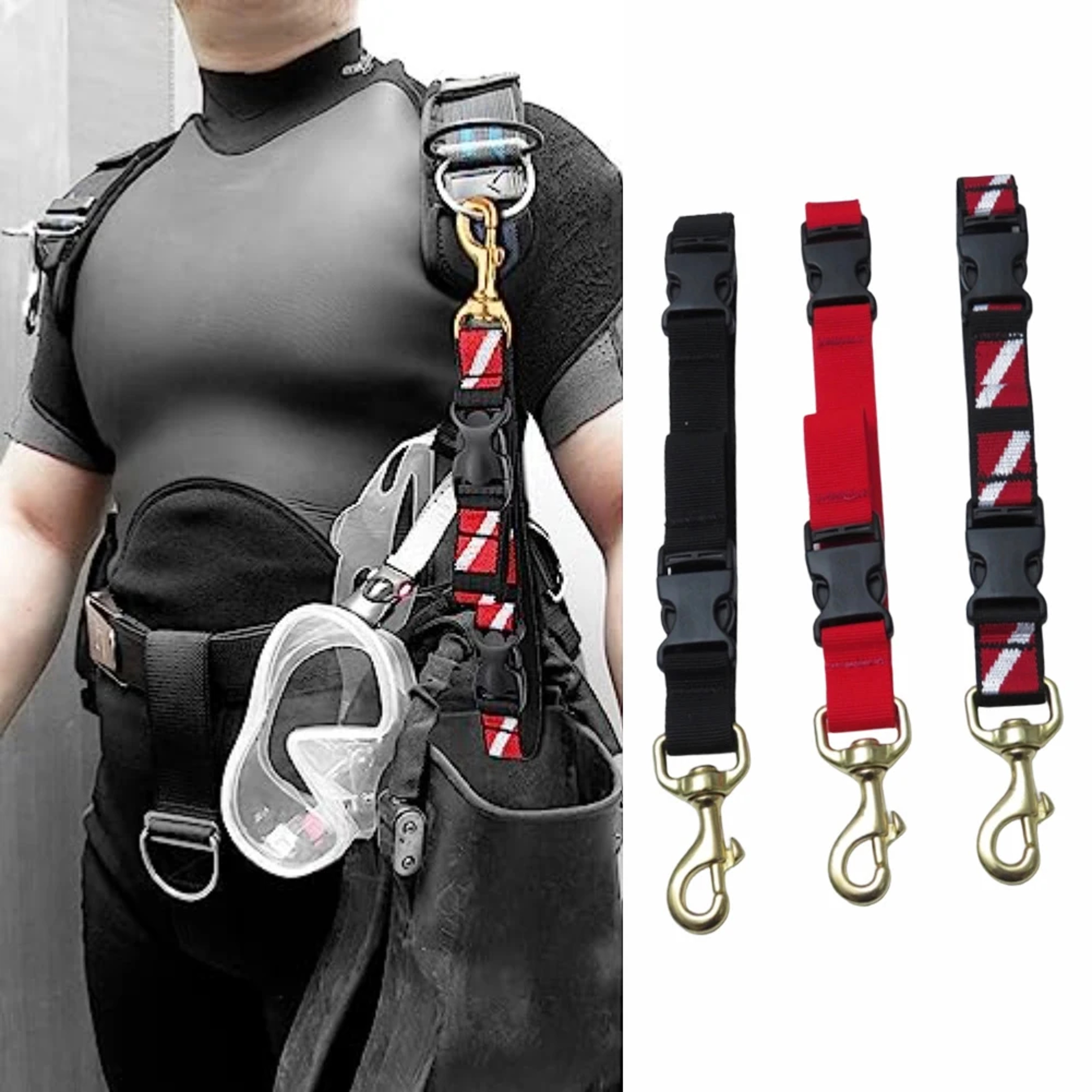 Scuba Diving Lanyard With BCD Lanyard Clip  Quick Release Dive Strap 0