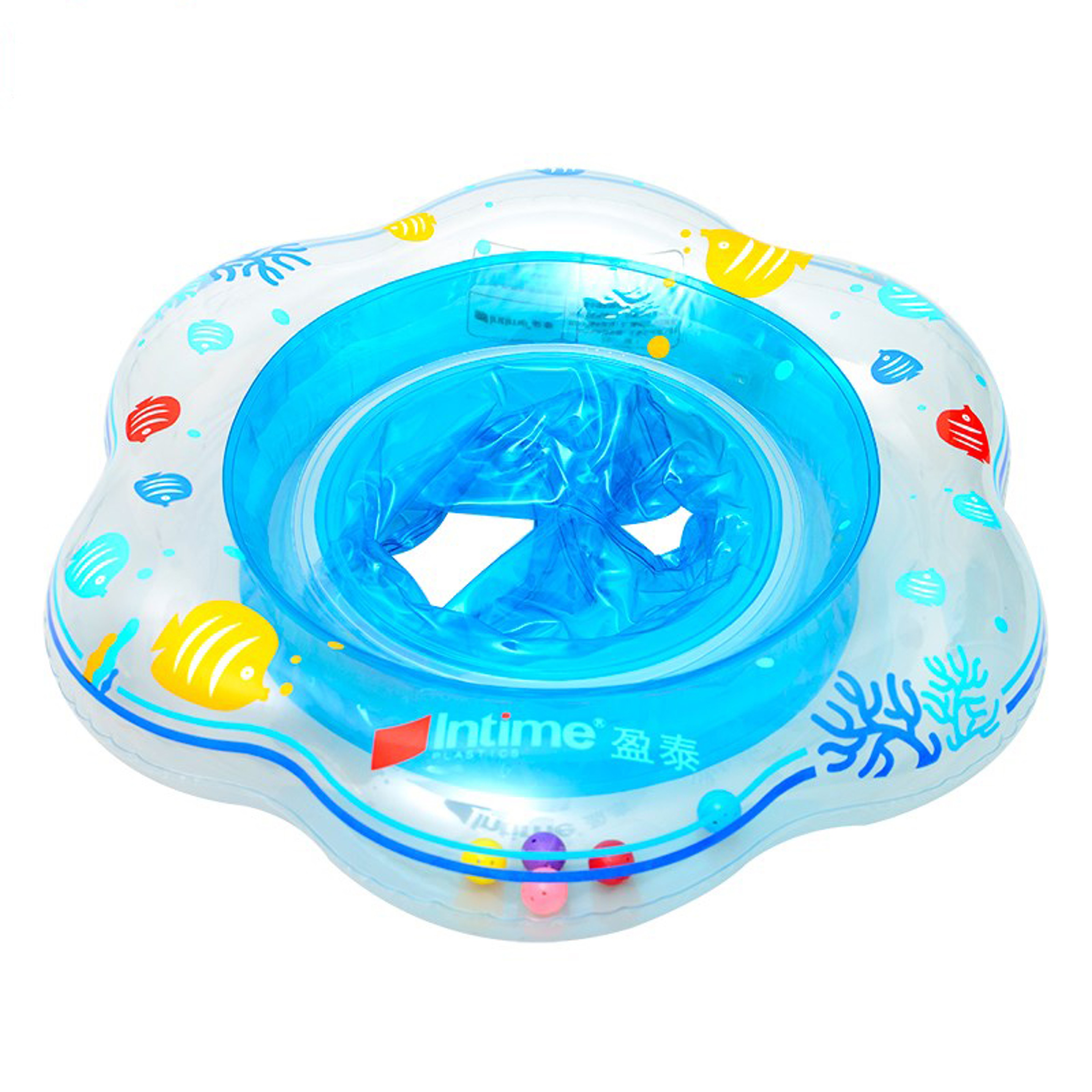 Fish Print Toddler Swim Float Boat With Secure Seat Baby Pool Float For Water Fun 0