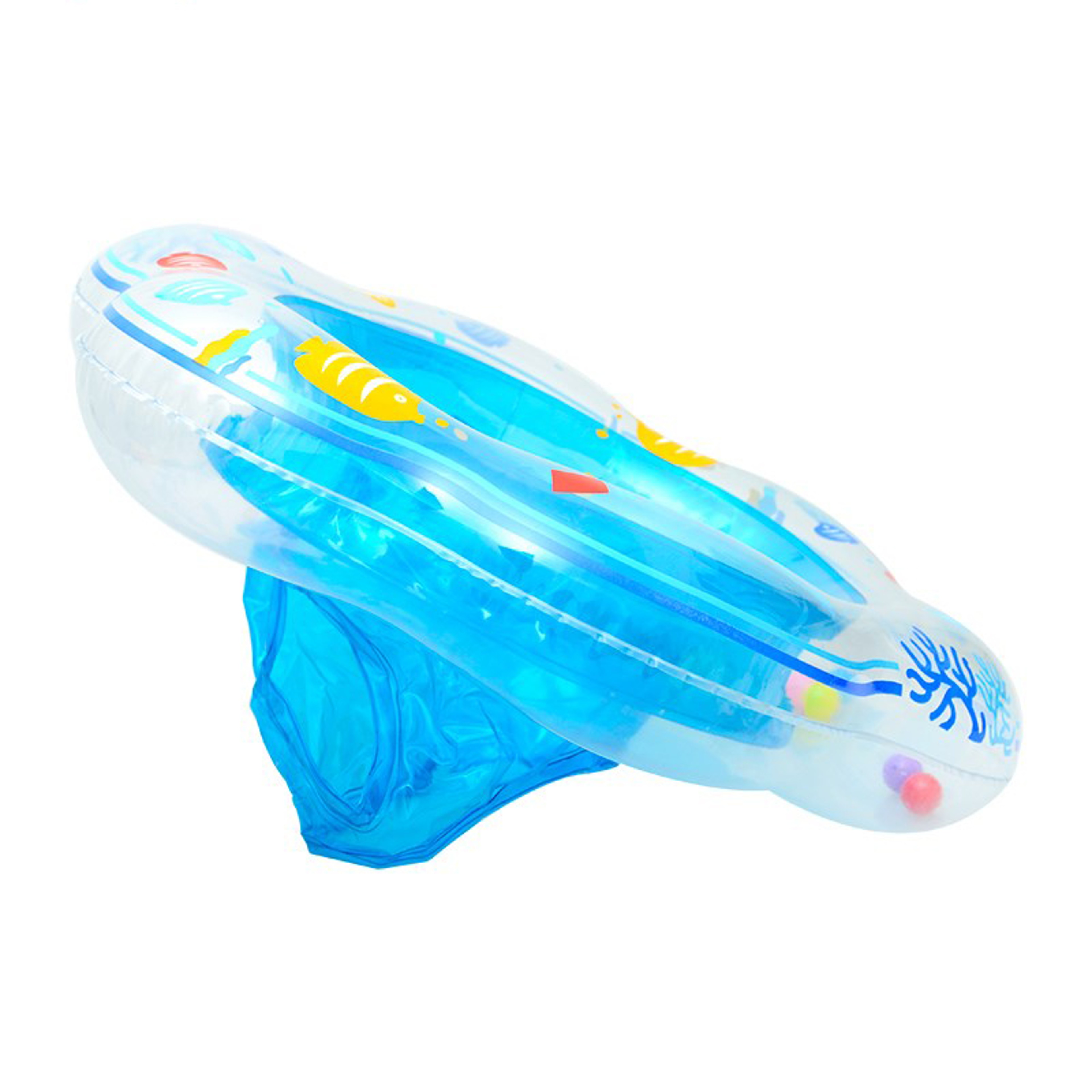Fish Print Toddler Swim Float Boat With Secure Seat Baby Pool Float For Water Fun 1