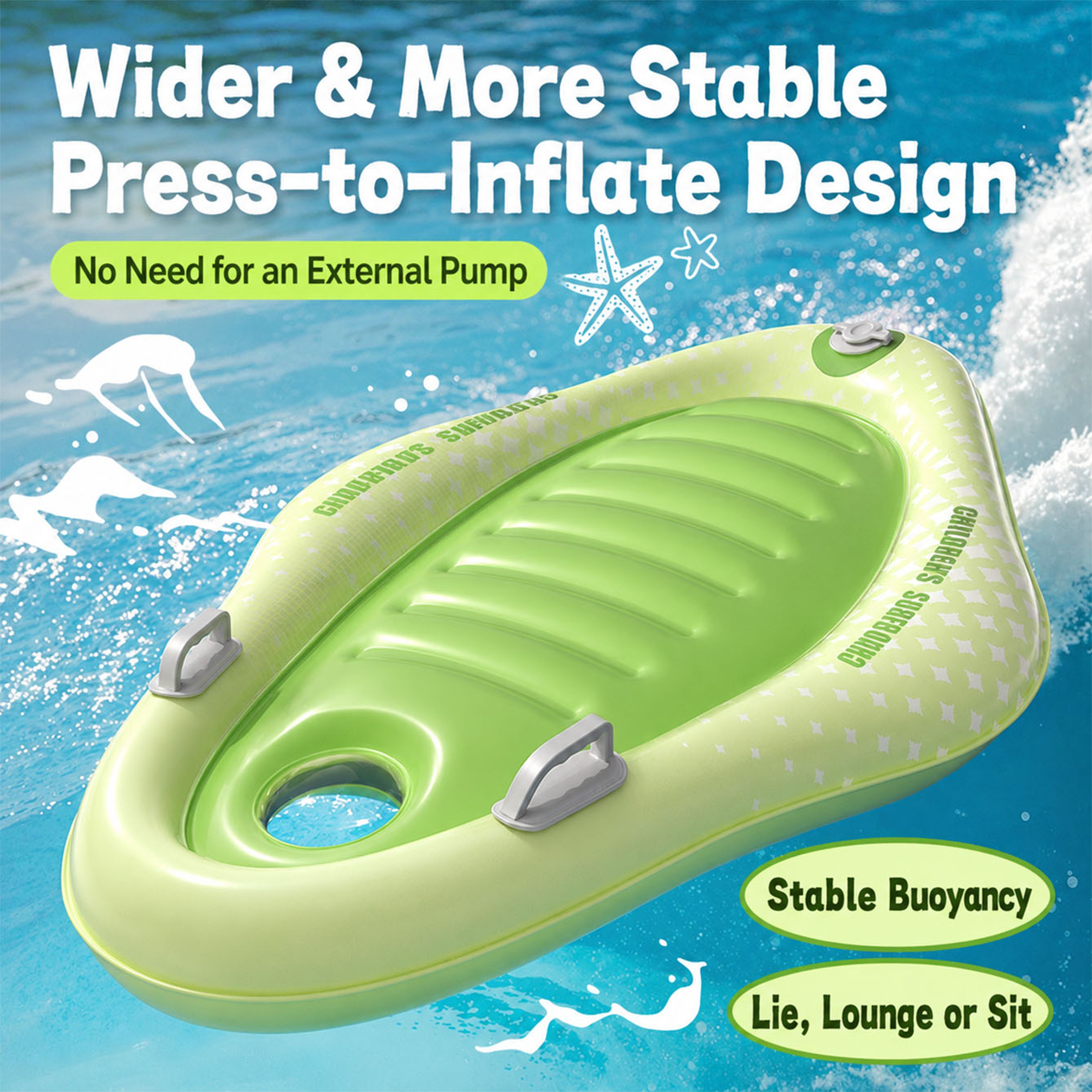 Inflatable Kickboard Pool Float Board With Built In Pump  Viewing Window 0