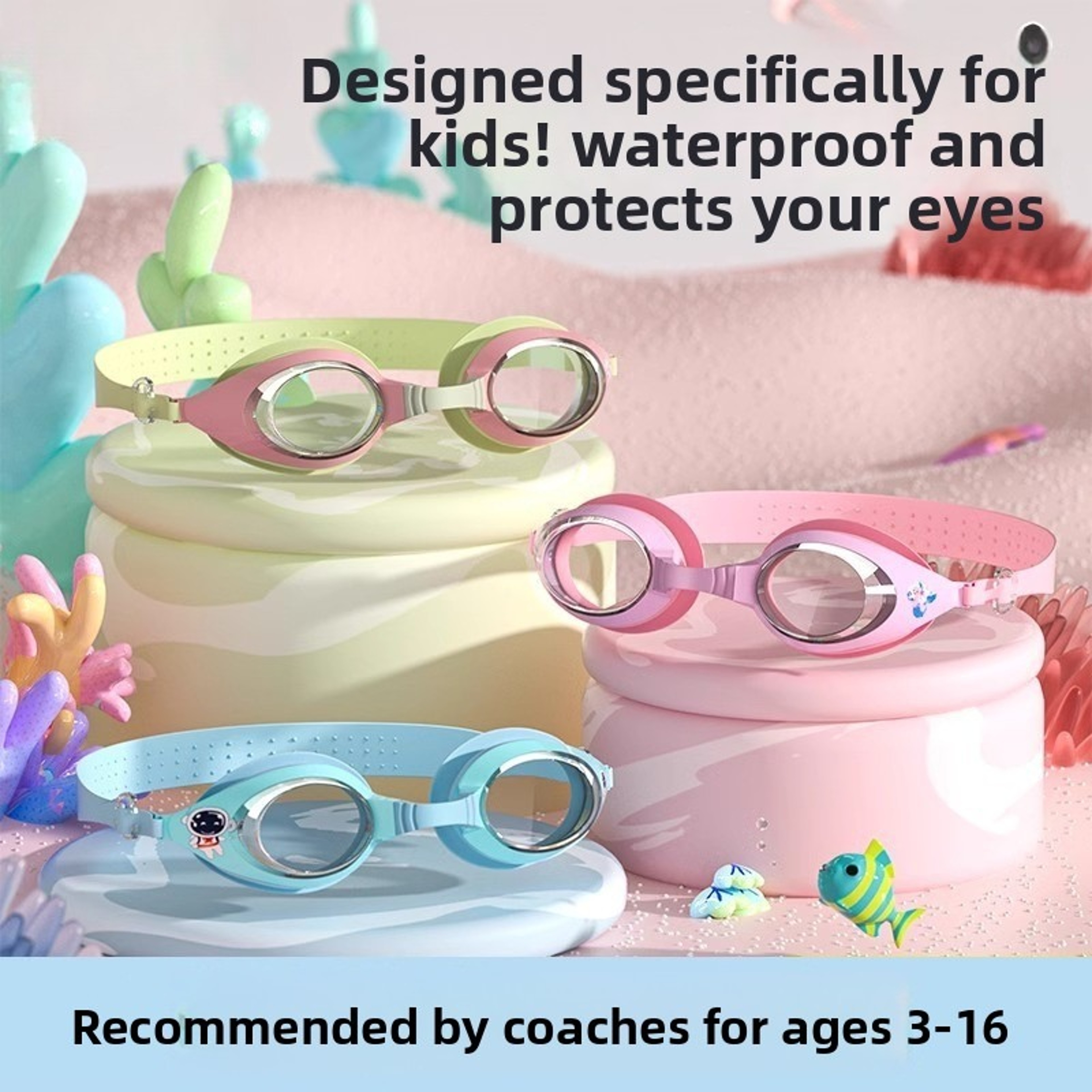 Kids Swimming Goggles Anti Fog Clear Vision Leak Proof Pool Goggles For Boys  Girls 0