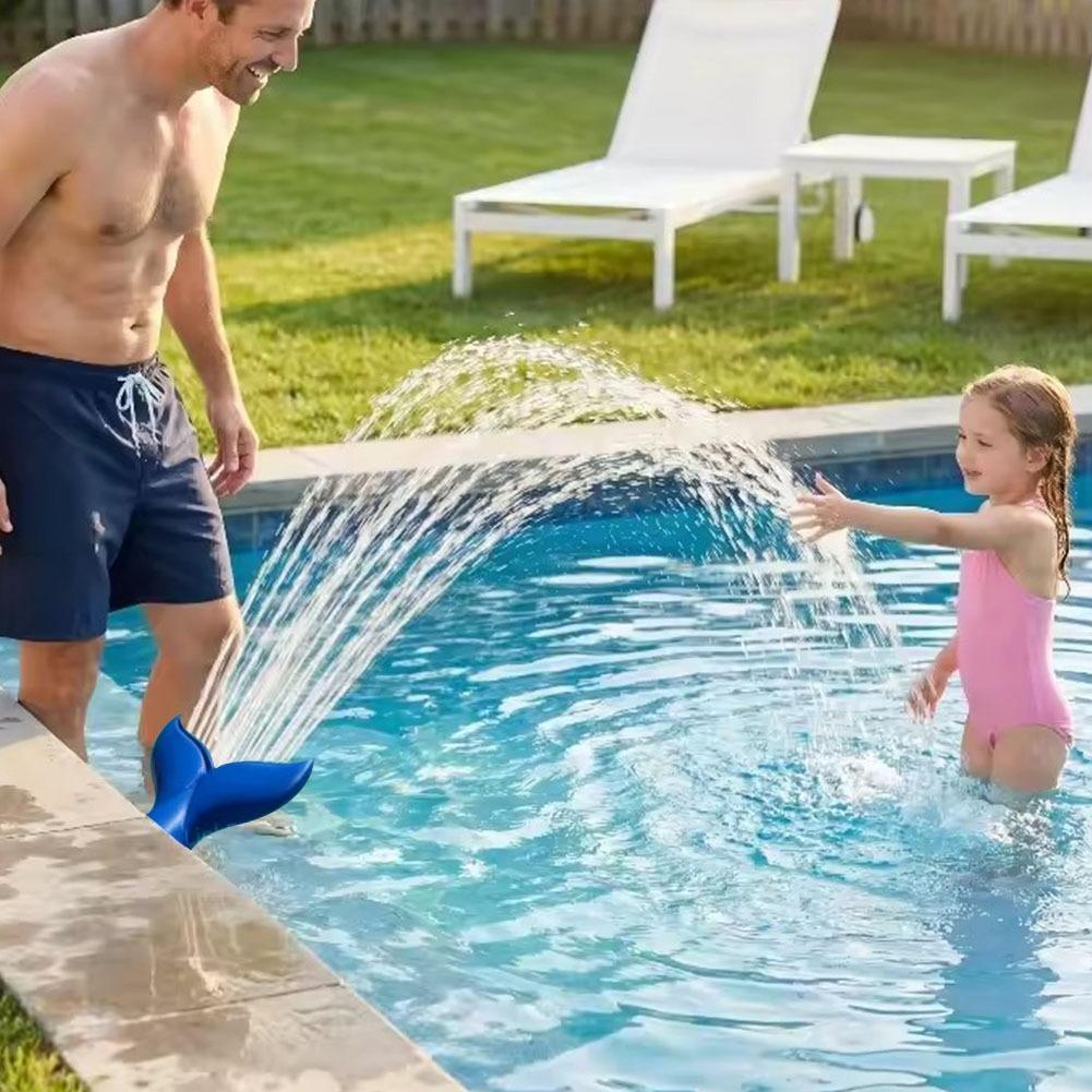 Mermaid Tail Pool Fountain Sprayer Universal Pool Waterfall Fountain With Wide Spray 2