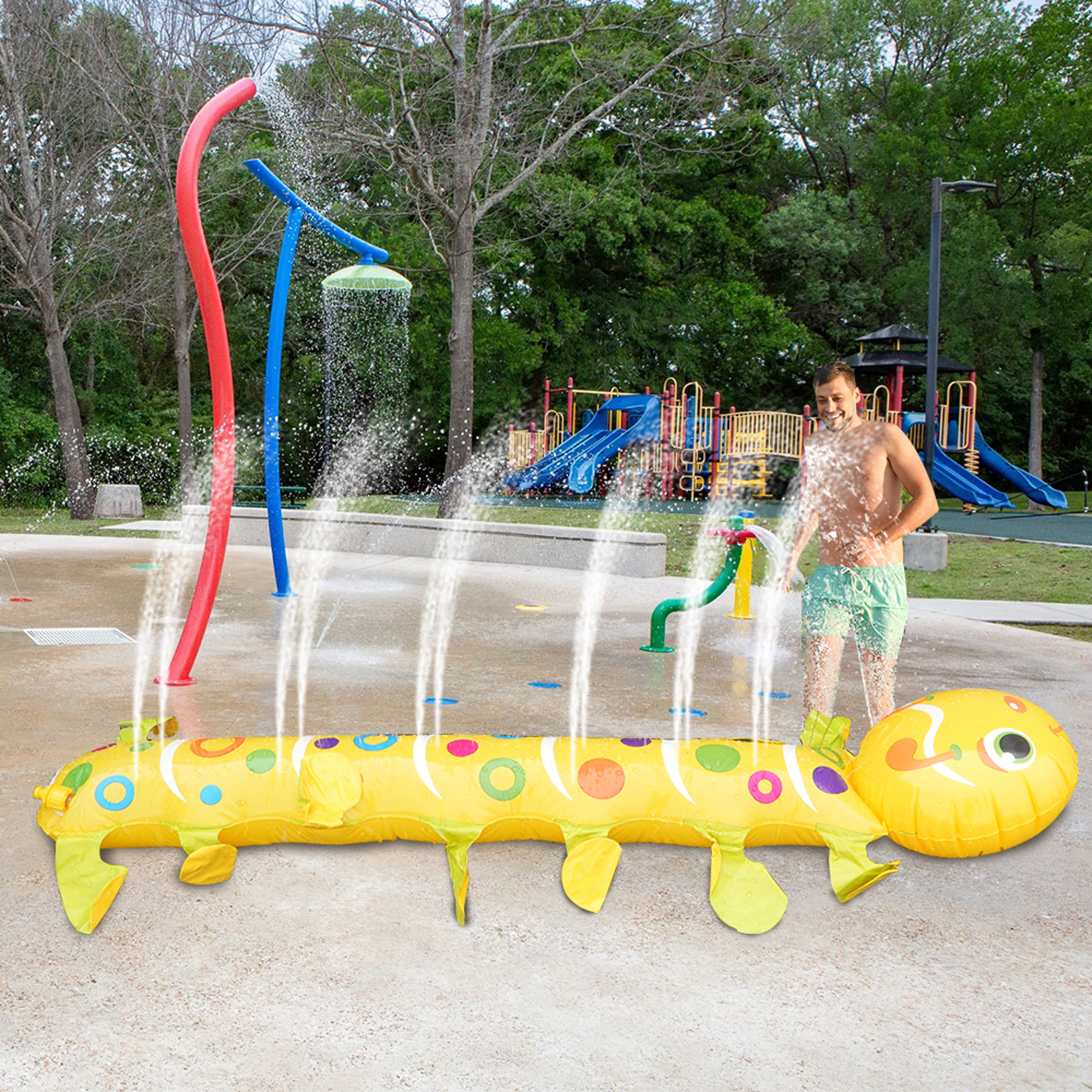 Caterpillar Kids Splash Pad Sprinkler Play Mat Inflatable Backyard Water Toy For Toddlers  Summer F 1