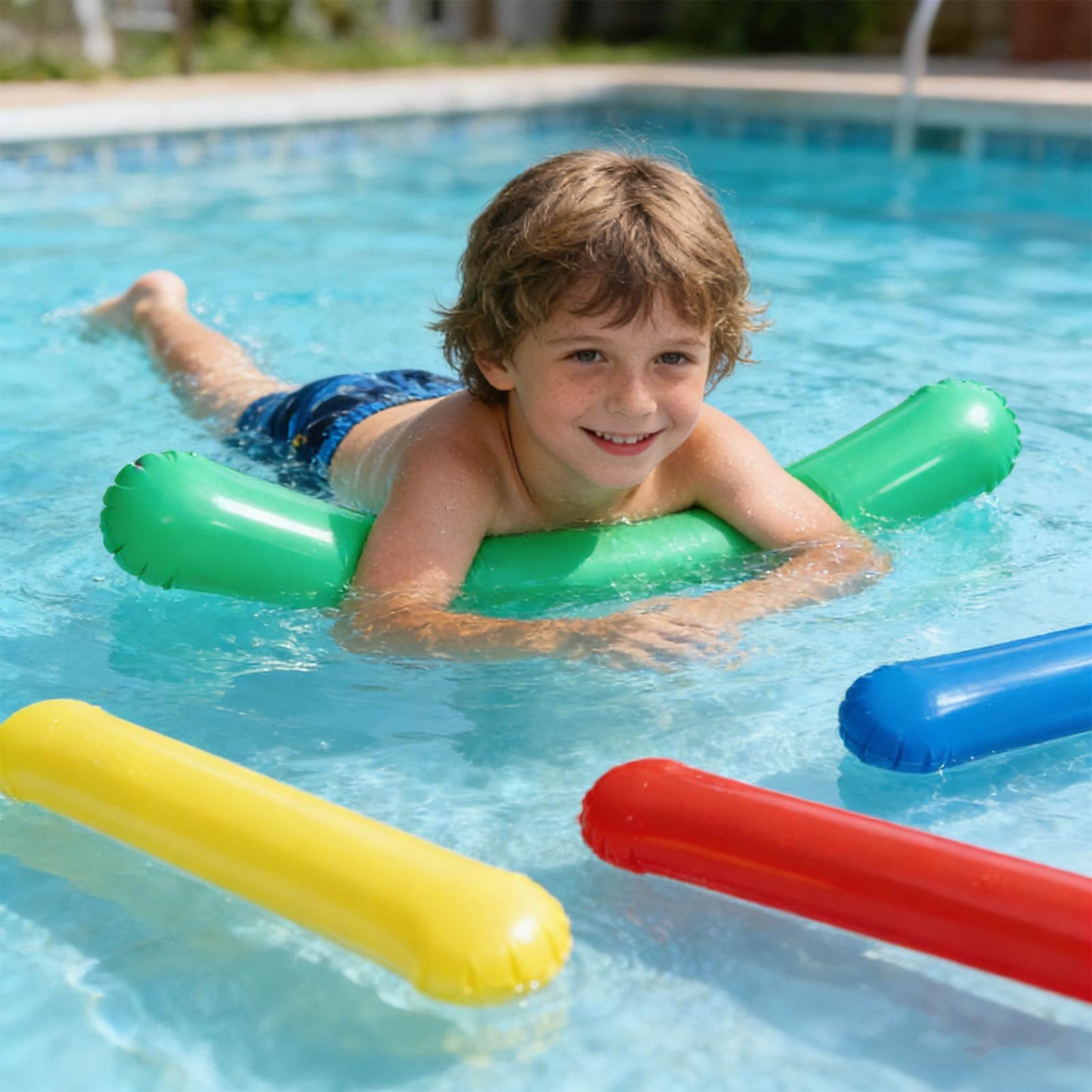 Inflatable Pool Noodles With Air Pump Fun Water Float Sticks For Beach  Lake 3