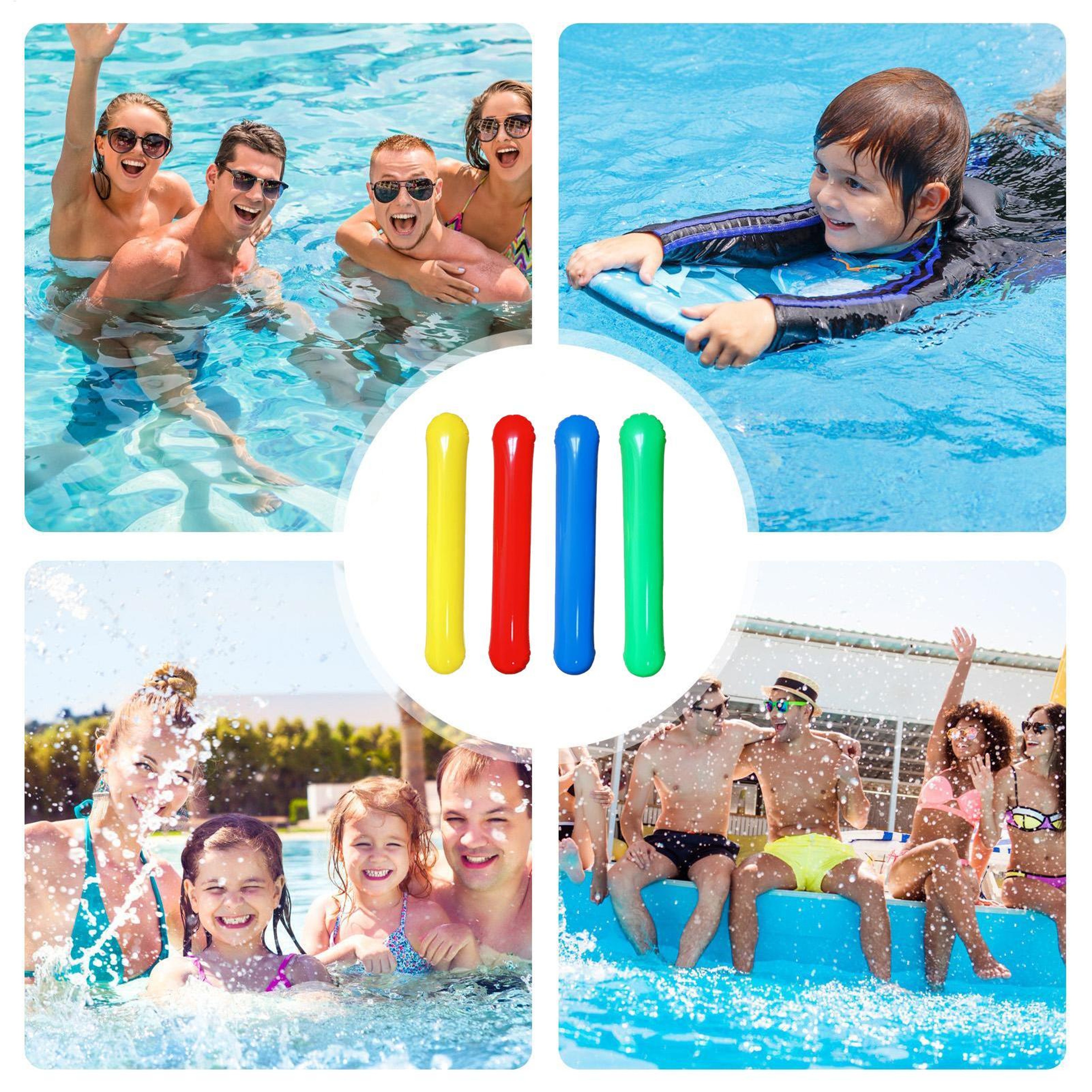 Inflatable Pool Noodles With Air Pump Fun Water Float Sticks For Beach  Lake 5