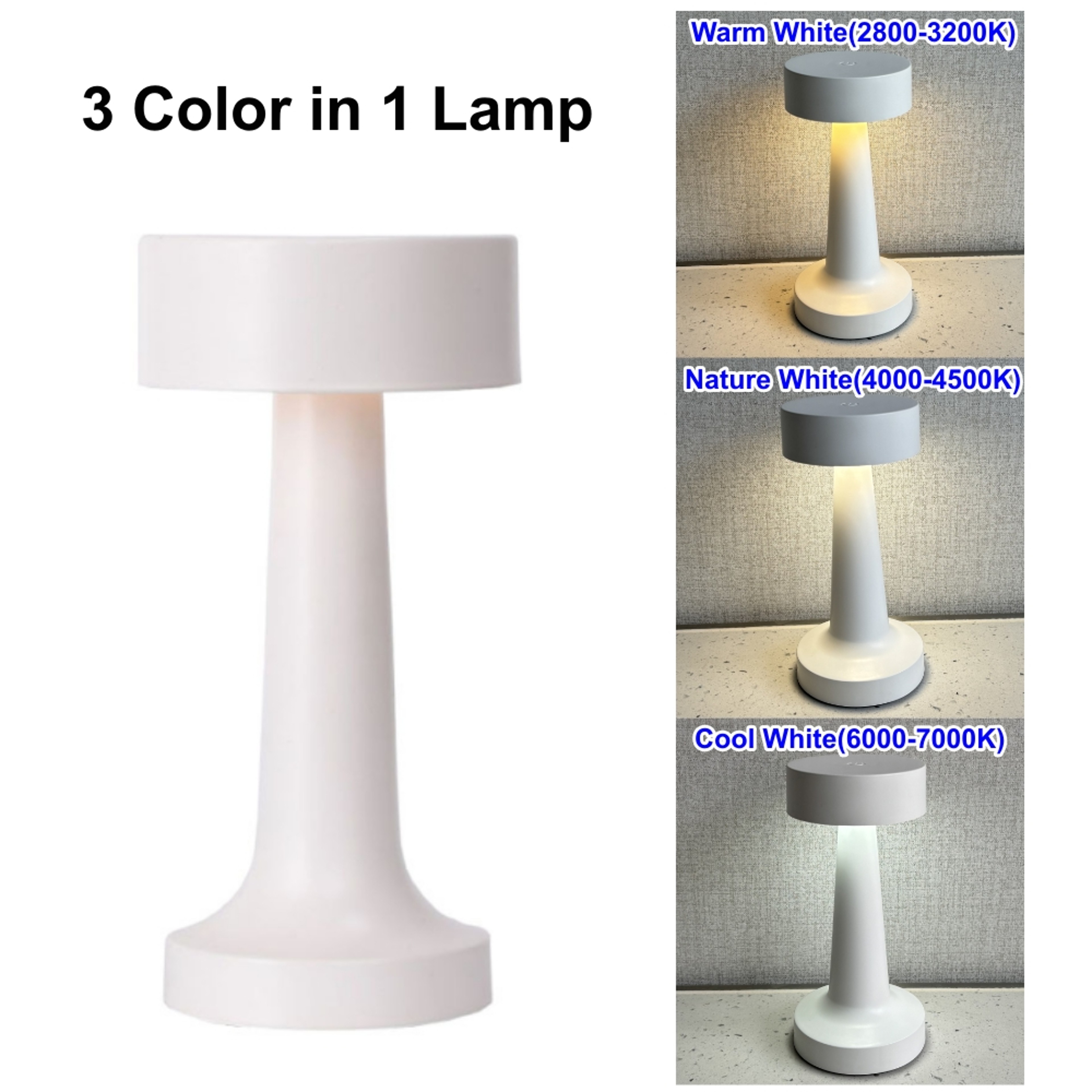 Rechargeable LED Table Lamp with Touch Control Cordless Bedside Lamp for Home, Bar & Restaurant Decor – view 11