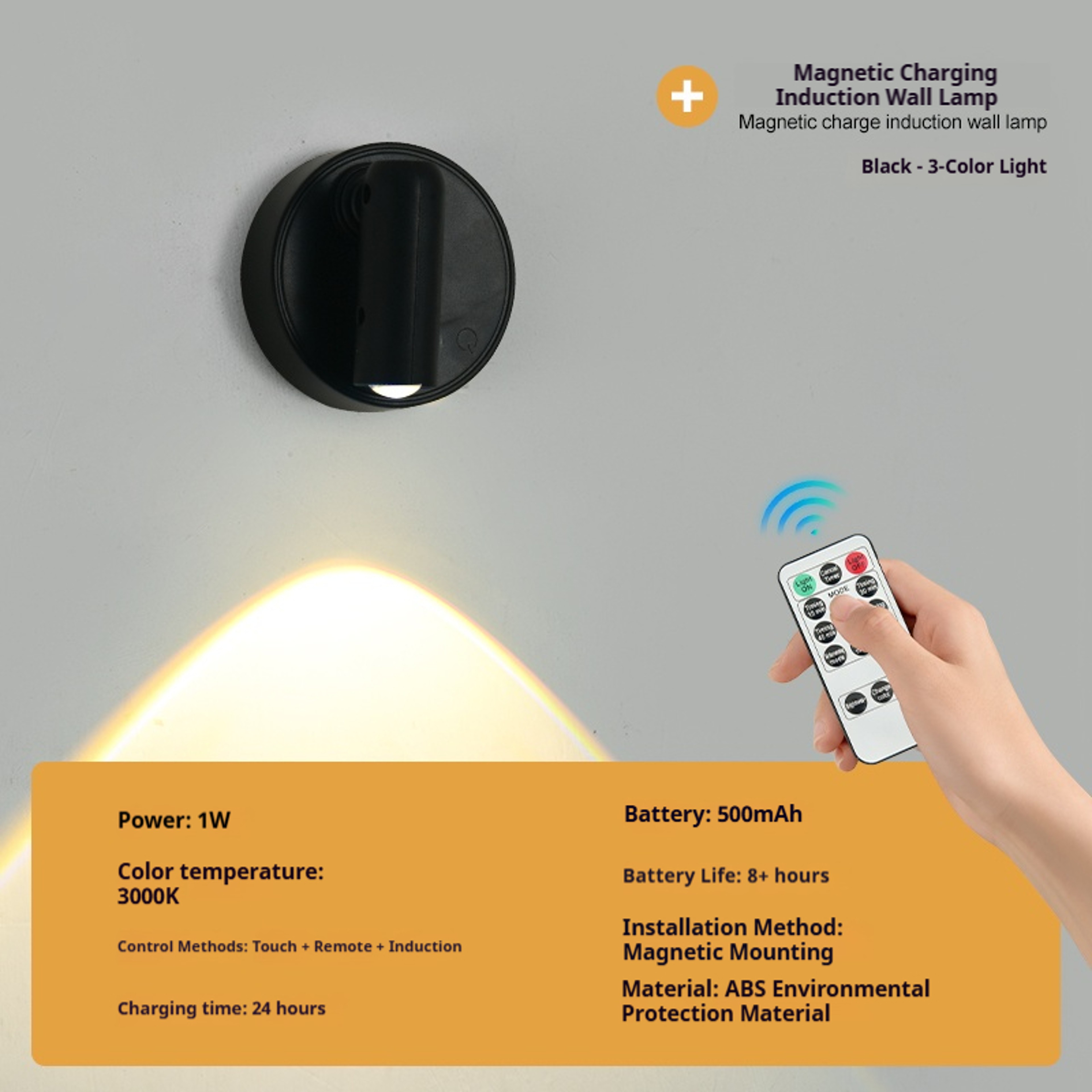 Magnetic Wall Light Rechargeable Wall Lamp With Touch Control  Dimmable Reading Spotlight 0