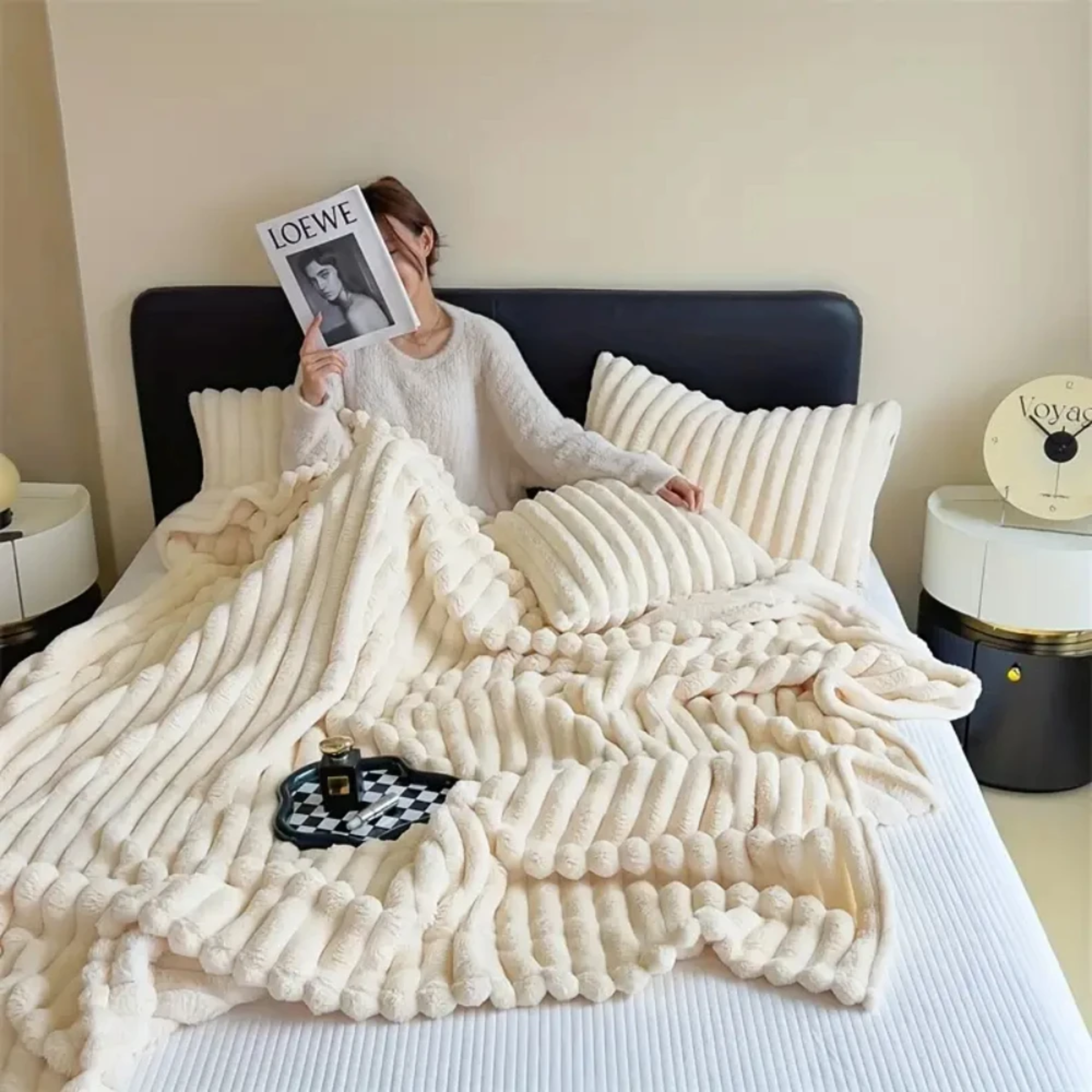 CloudSoft Plush Throw Blanket Lightweight Ribbed Blanket for Sofa, Couch & Bed – view 2