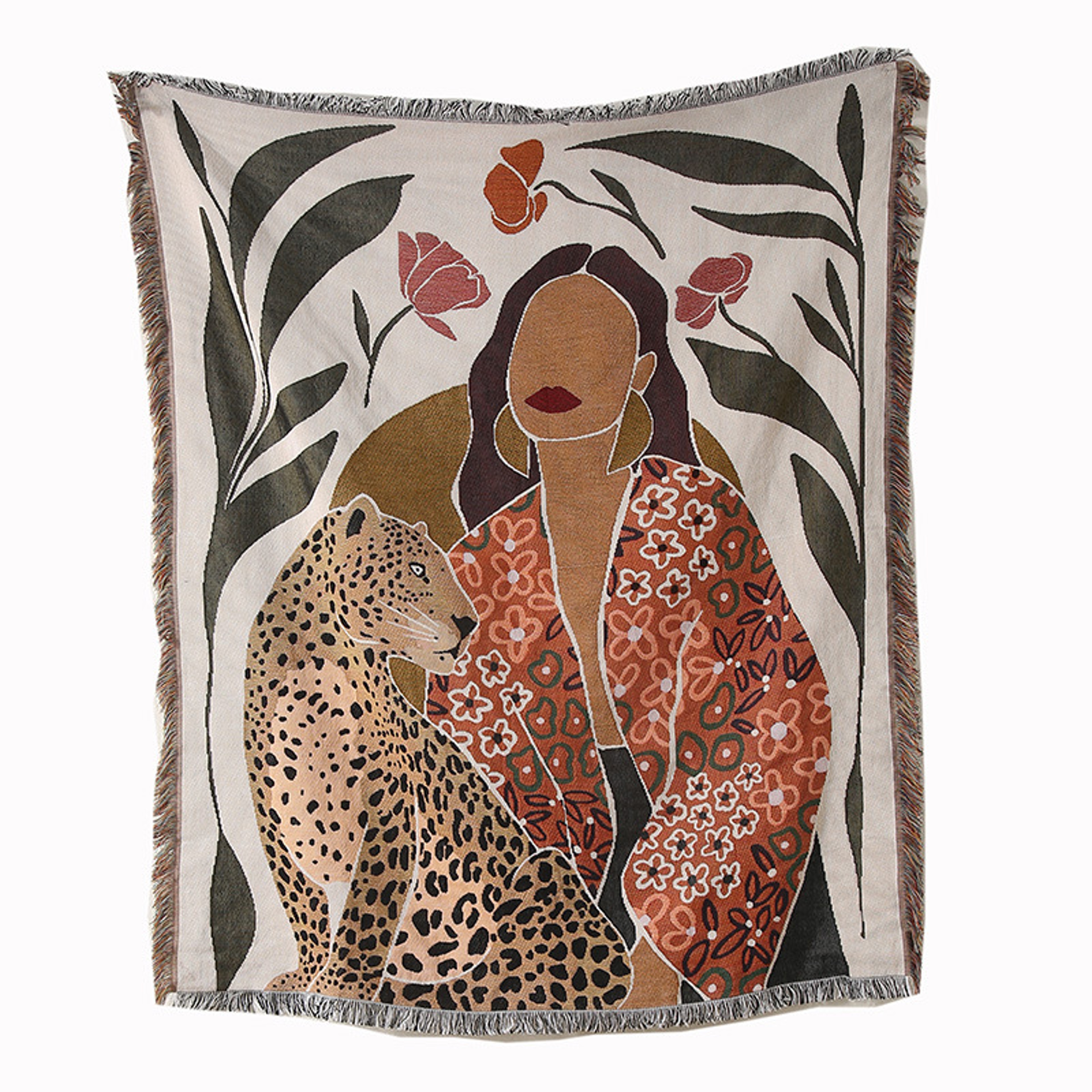 Leopard Throw Blanket With Tassels Soft Boho Throw Blanket For Sofa Bed  Beach 0