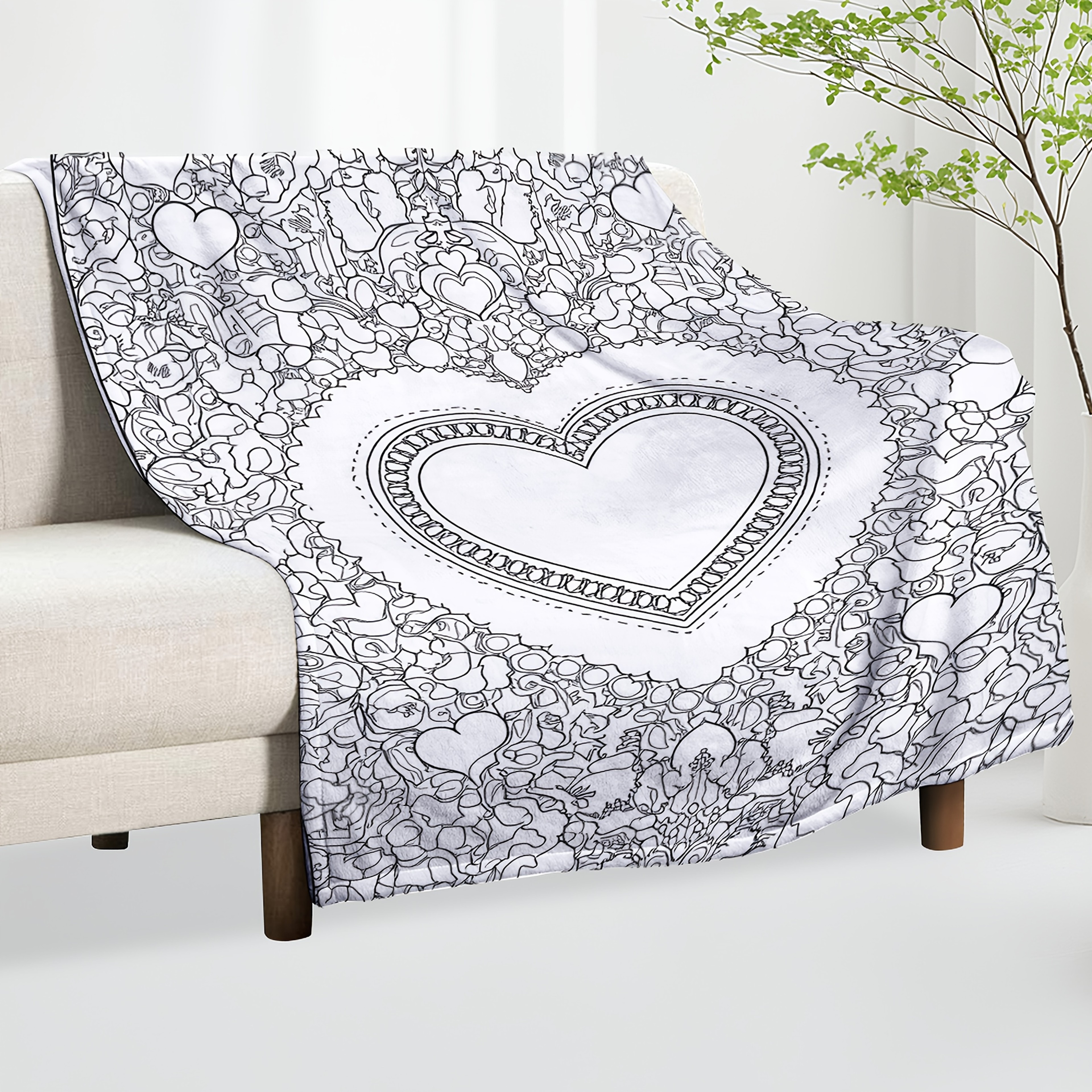 Personalized Coloring Blanket with Custom Name Soft Kids Fleece Heart Throw Gift – view 2