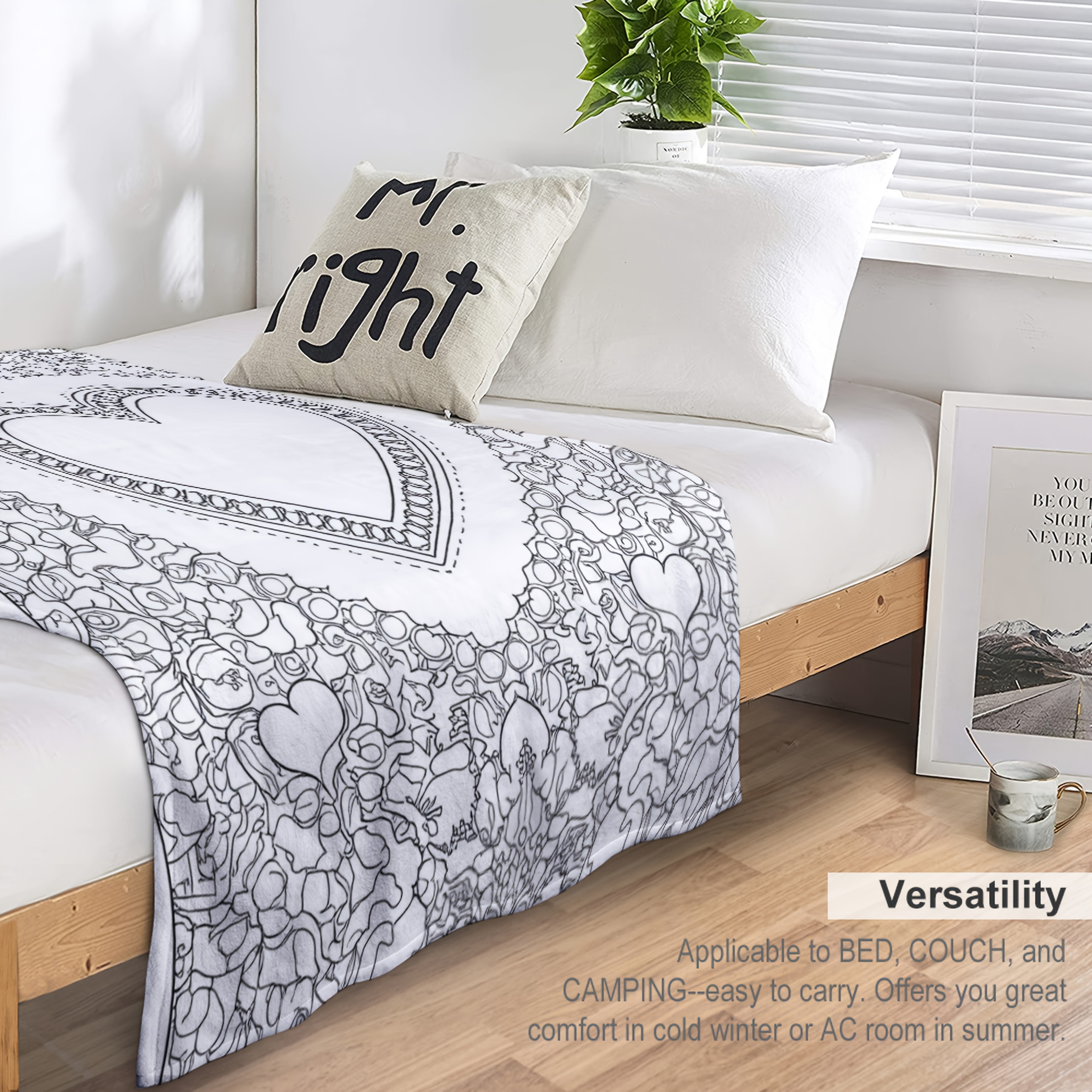 Personalized Coloring Blanket with Custom Name Soft Kids Fleece Heart Throw Gift – view 4