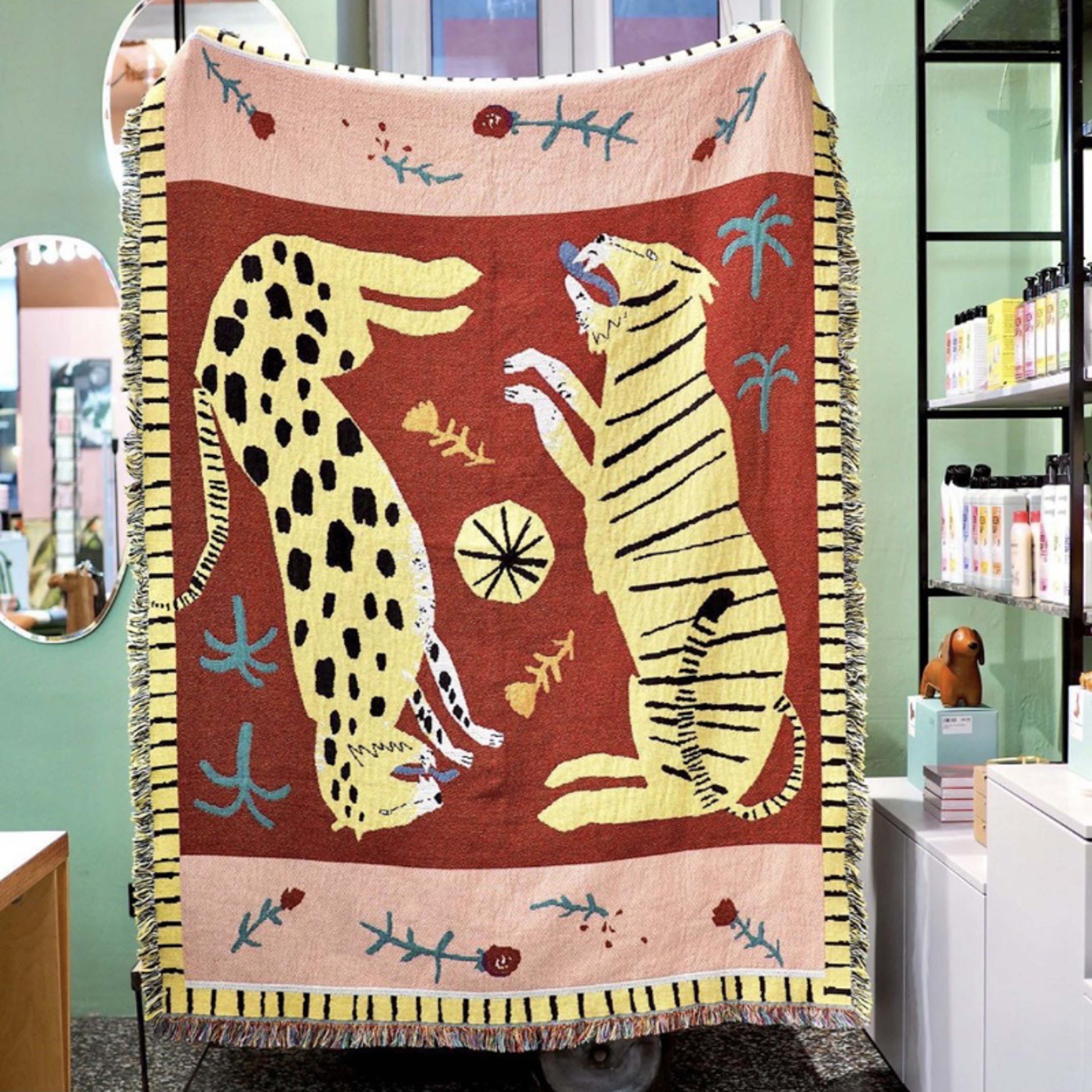 Boho Leopard Tiger Jacquard Throw Blanket With Fringe Woven Safari Animal Print Home Decor 0
