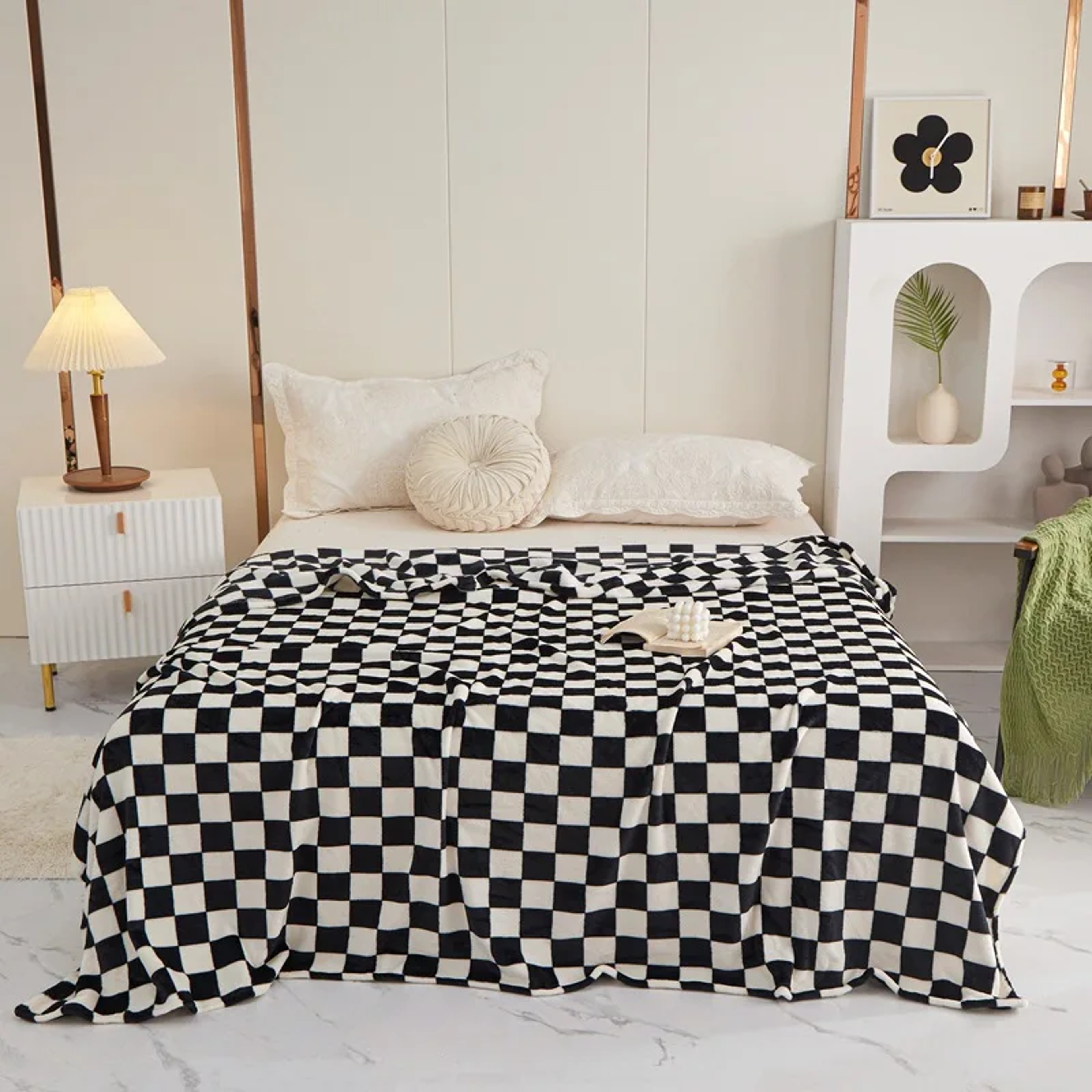 Checkered Throw Blanket Soft Plaid Sofa Blanket For Couch Bed Office Naps  Travel 3