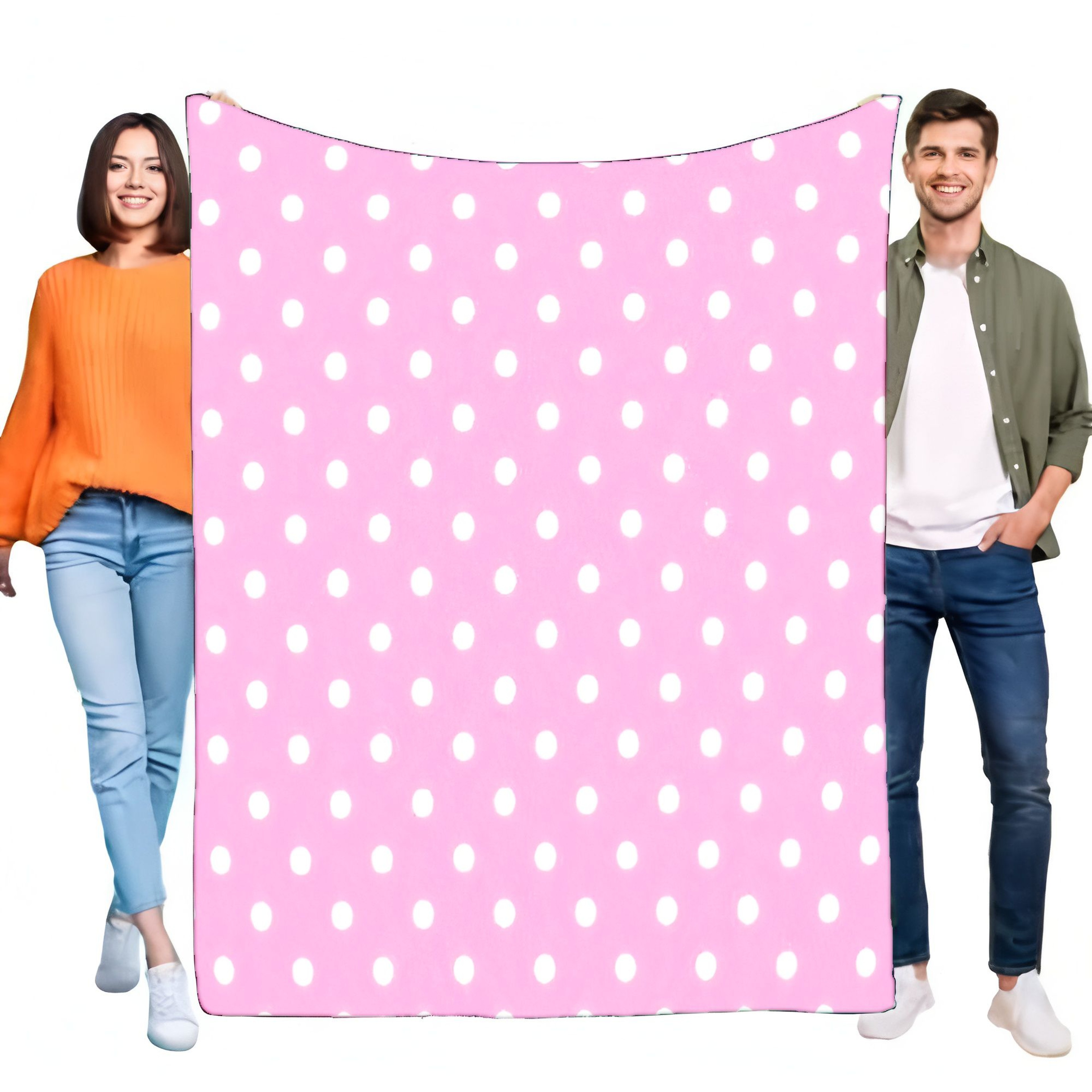 Pink Polka Dot Blanket Soft Throw Blanket Lightweight Flannel Fleece Blanket For Sofa Bed  All Seas 0