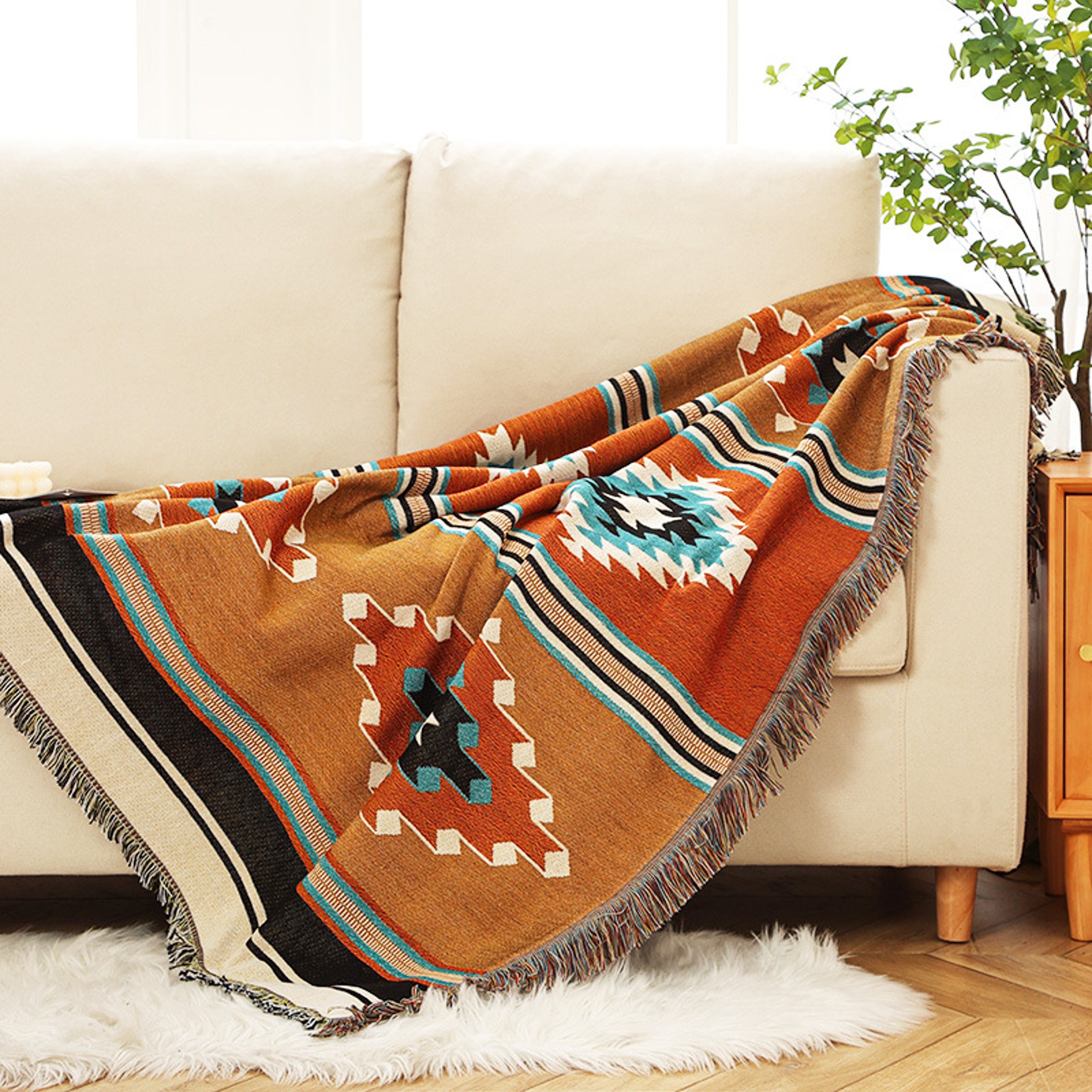 Bohemian Throw Blanket Soft Boho Couch Cover for Bed, Sofa, Camping & Home Decor – view 1