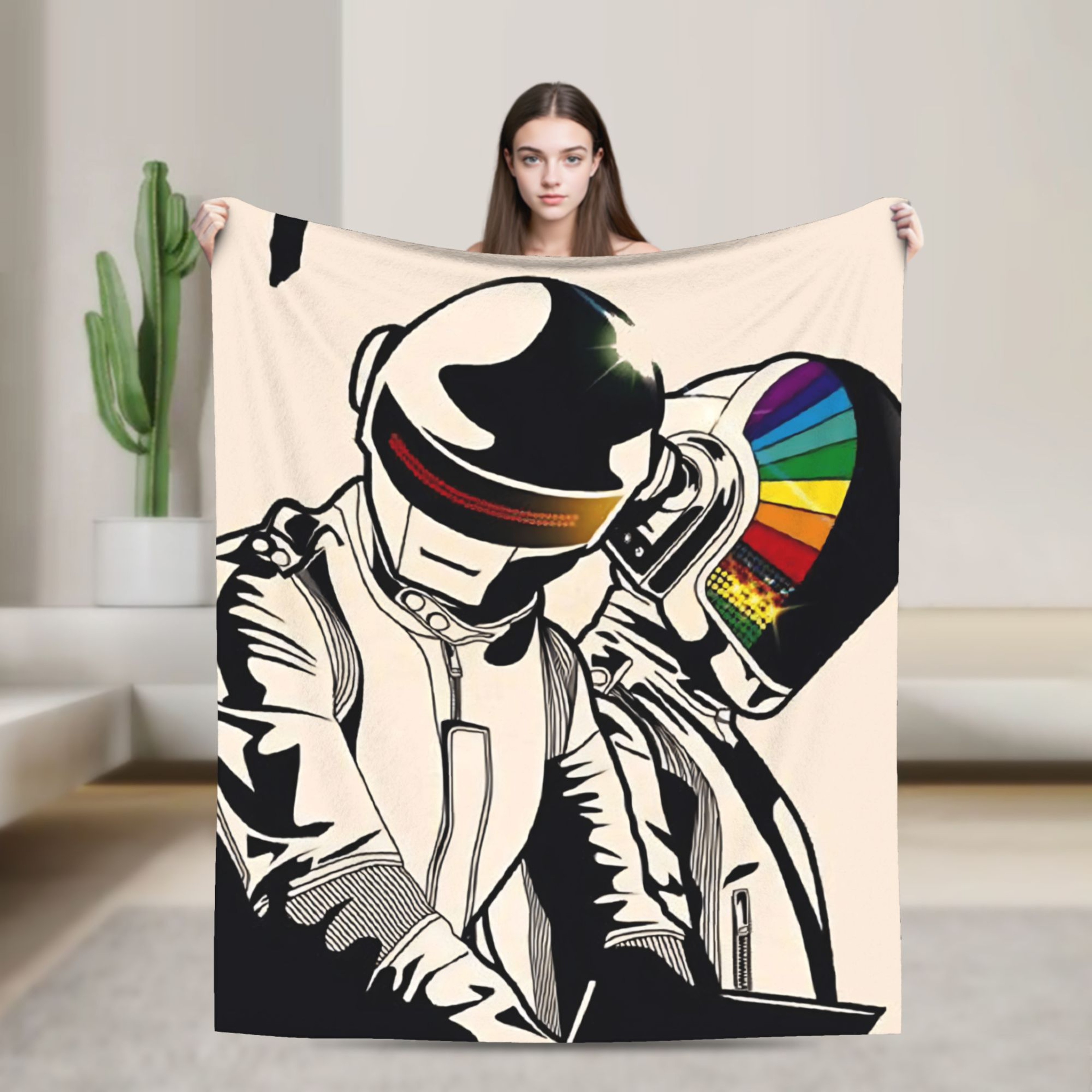 Daft Punk Blanket Super Soft Flannel Throw Blanket For Couch Bed  Camping 0